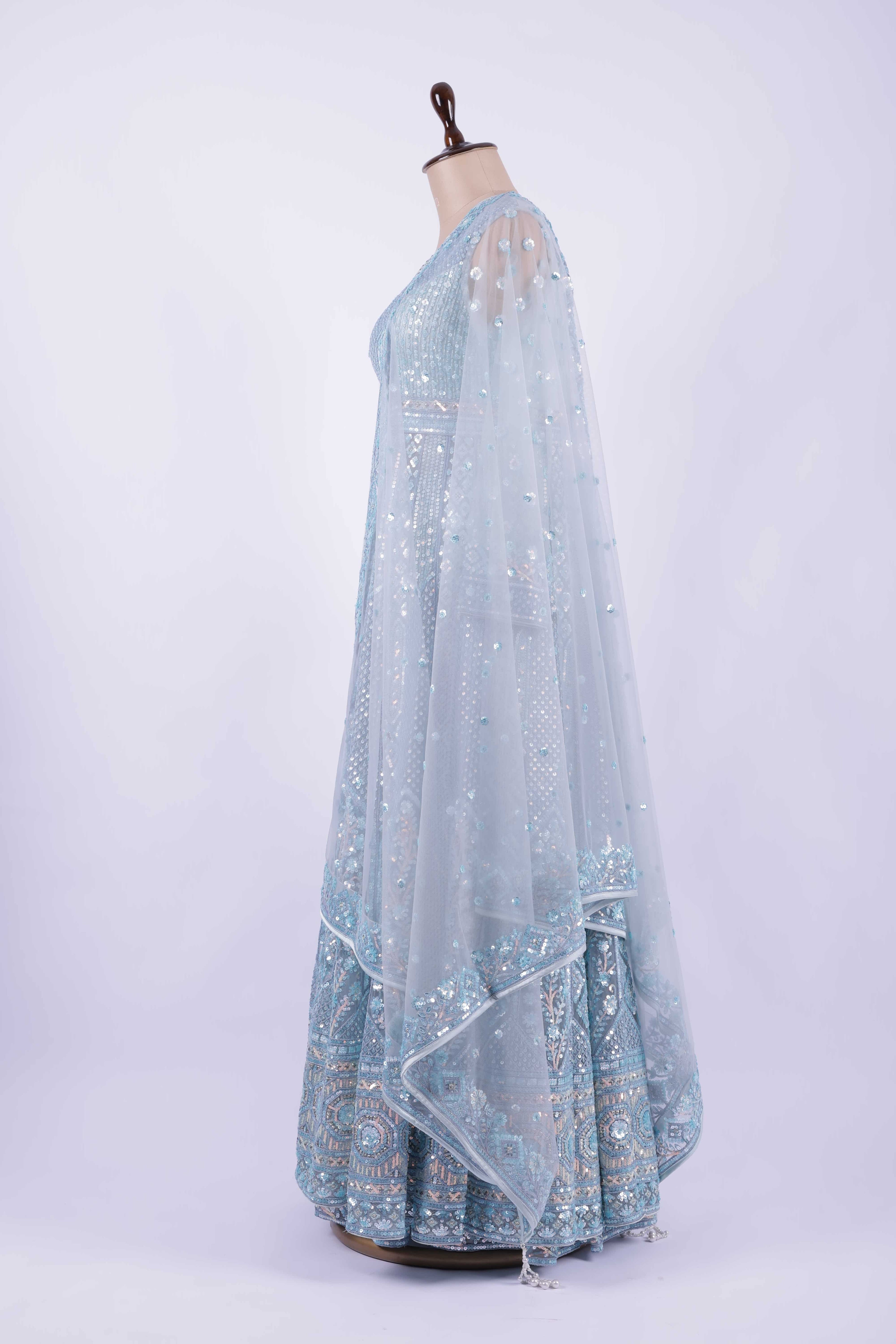 Ice-blue Anarkali suit