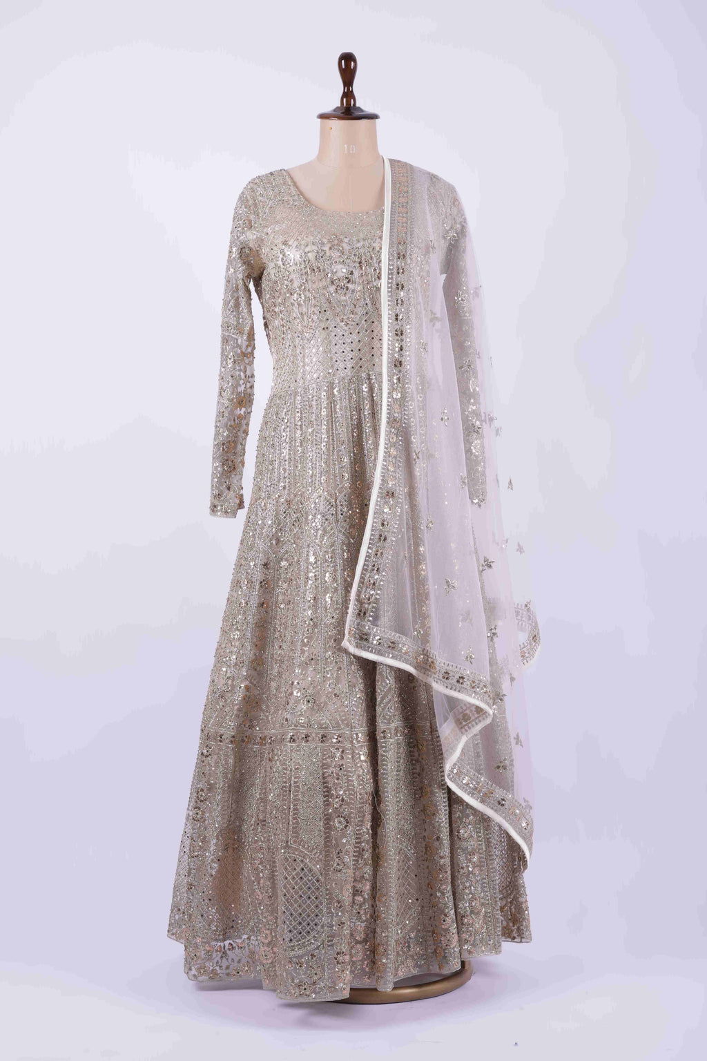 Champagne-gold Anarkali suit