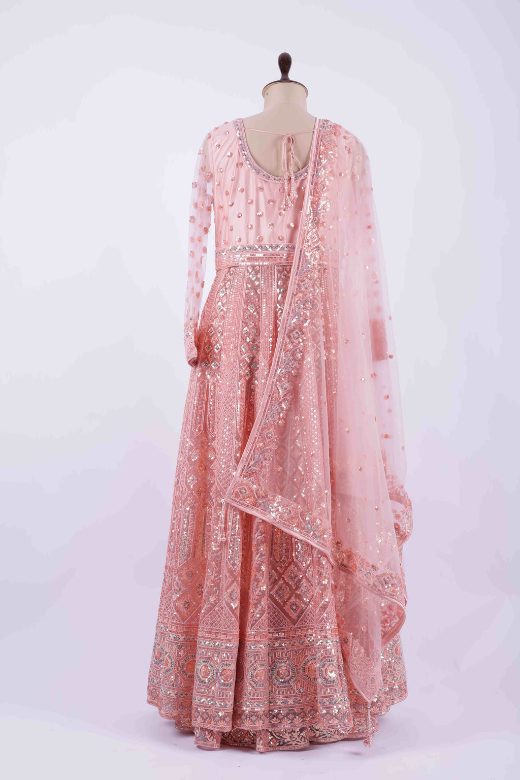 Elegant Blush Pink Embroidered Anarkali Gown
