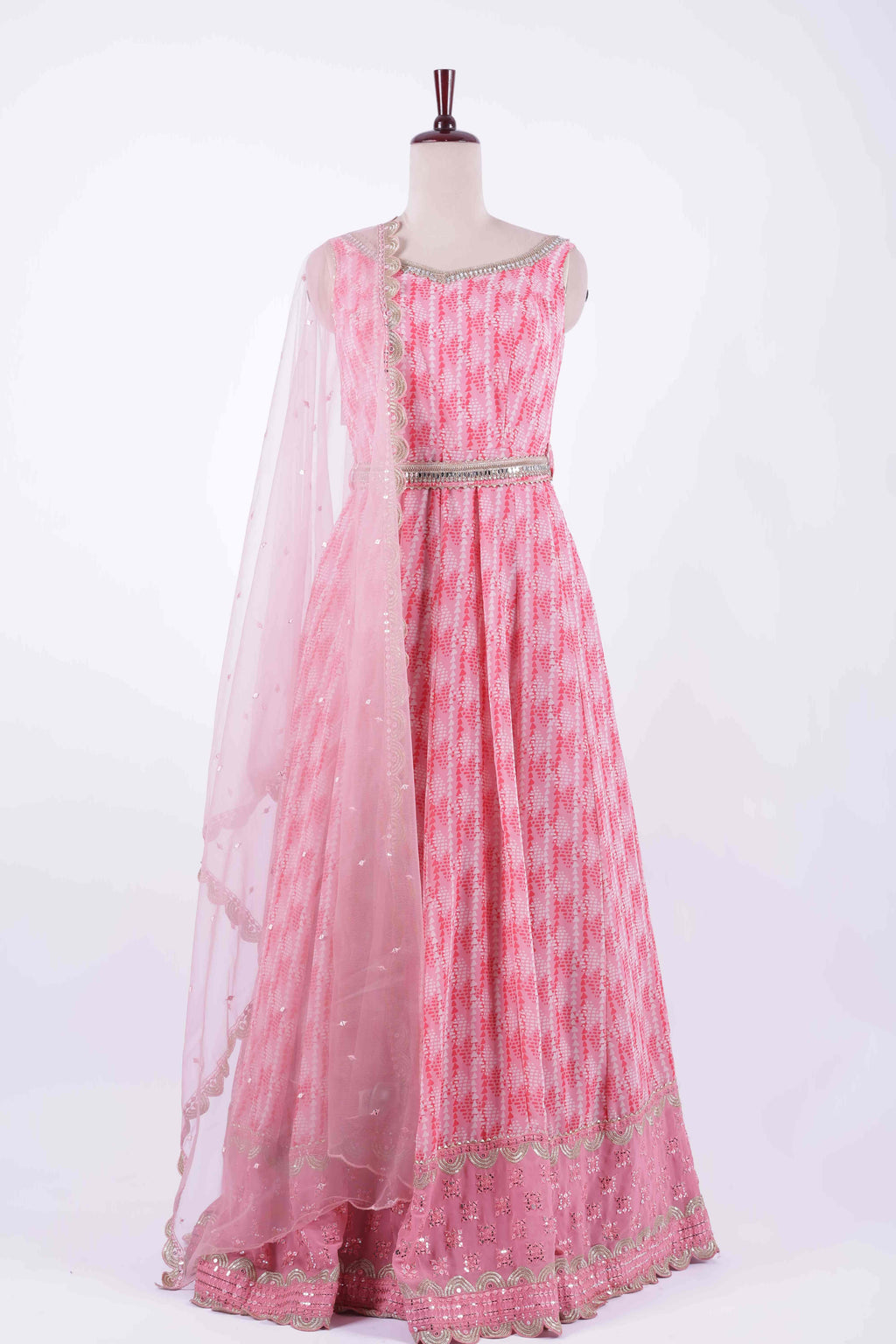 Graceful Pink Georgette Embroidered Anarkali Gown