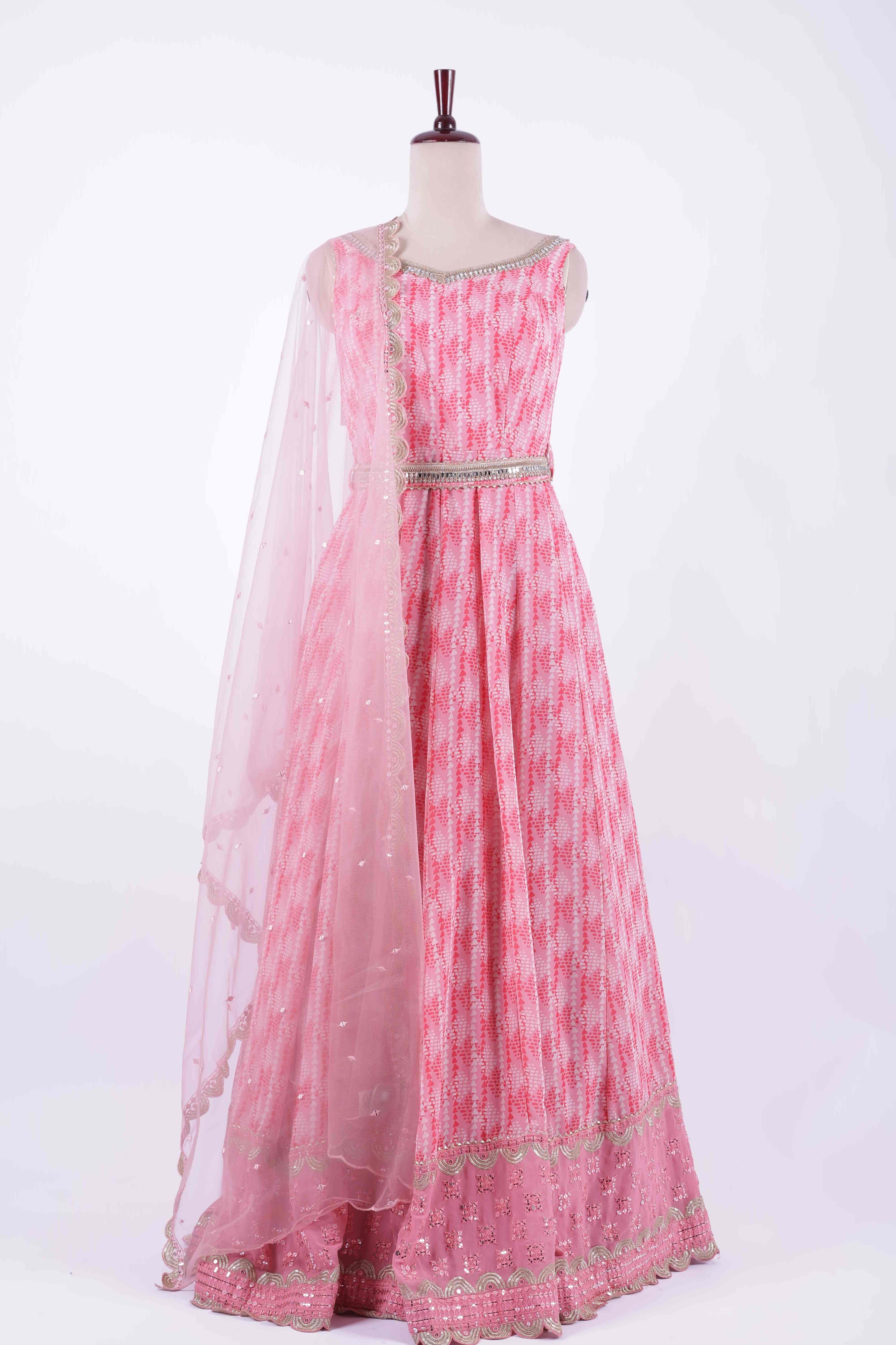 Graceful Pink Georgette Embroidered Anarkali Gown
