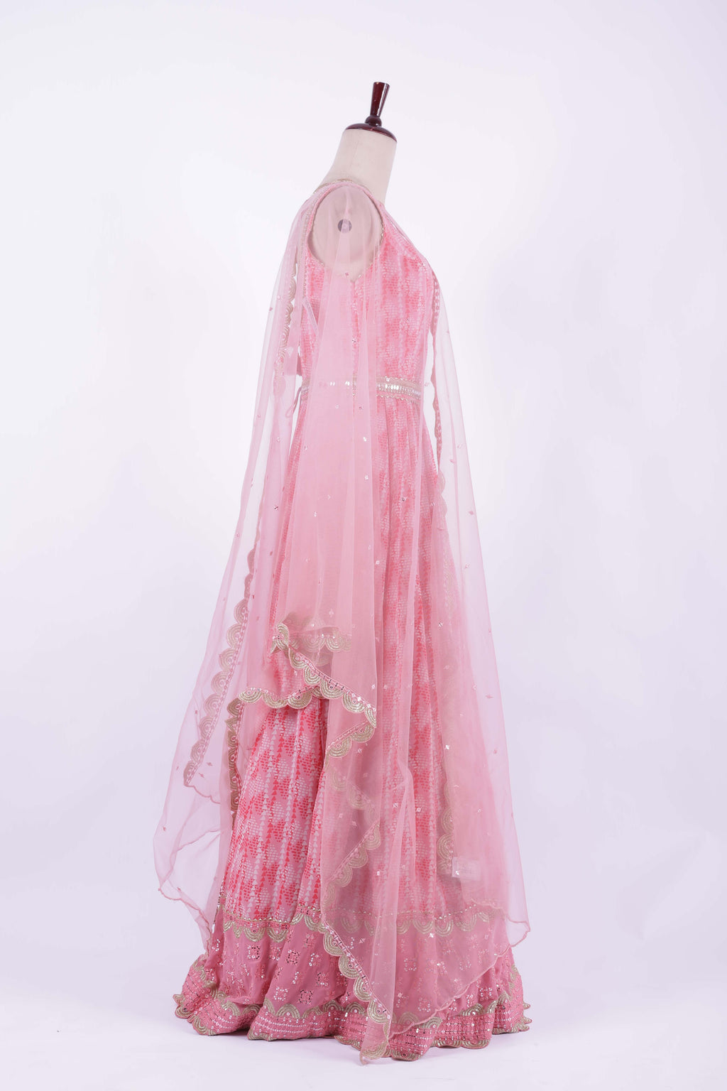 Graceful Pink Georgette Embroidered Anarkali Gown