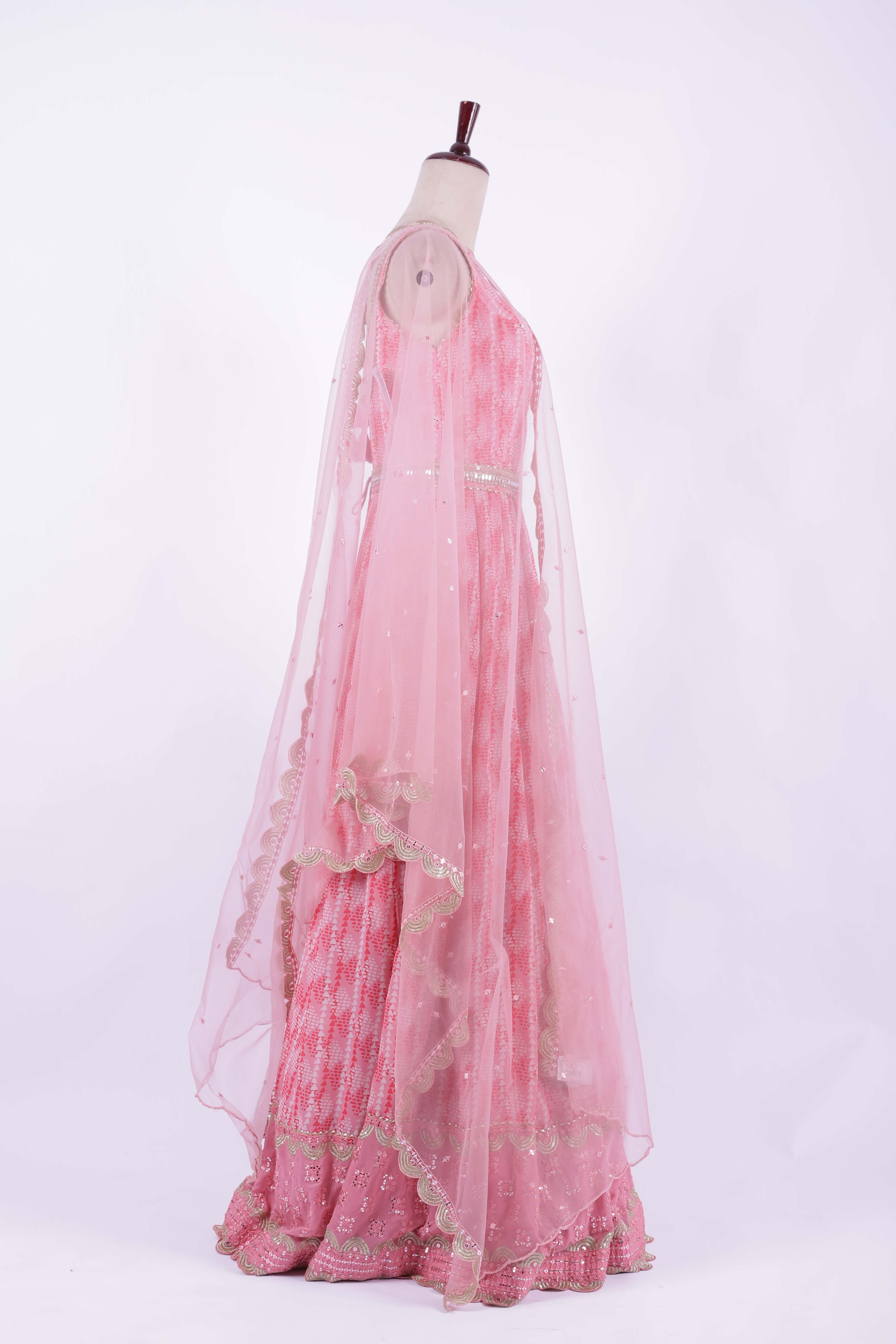 Graceful Pink Georgette Embroidered Anarkali Gown