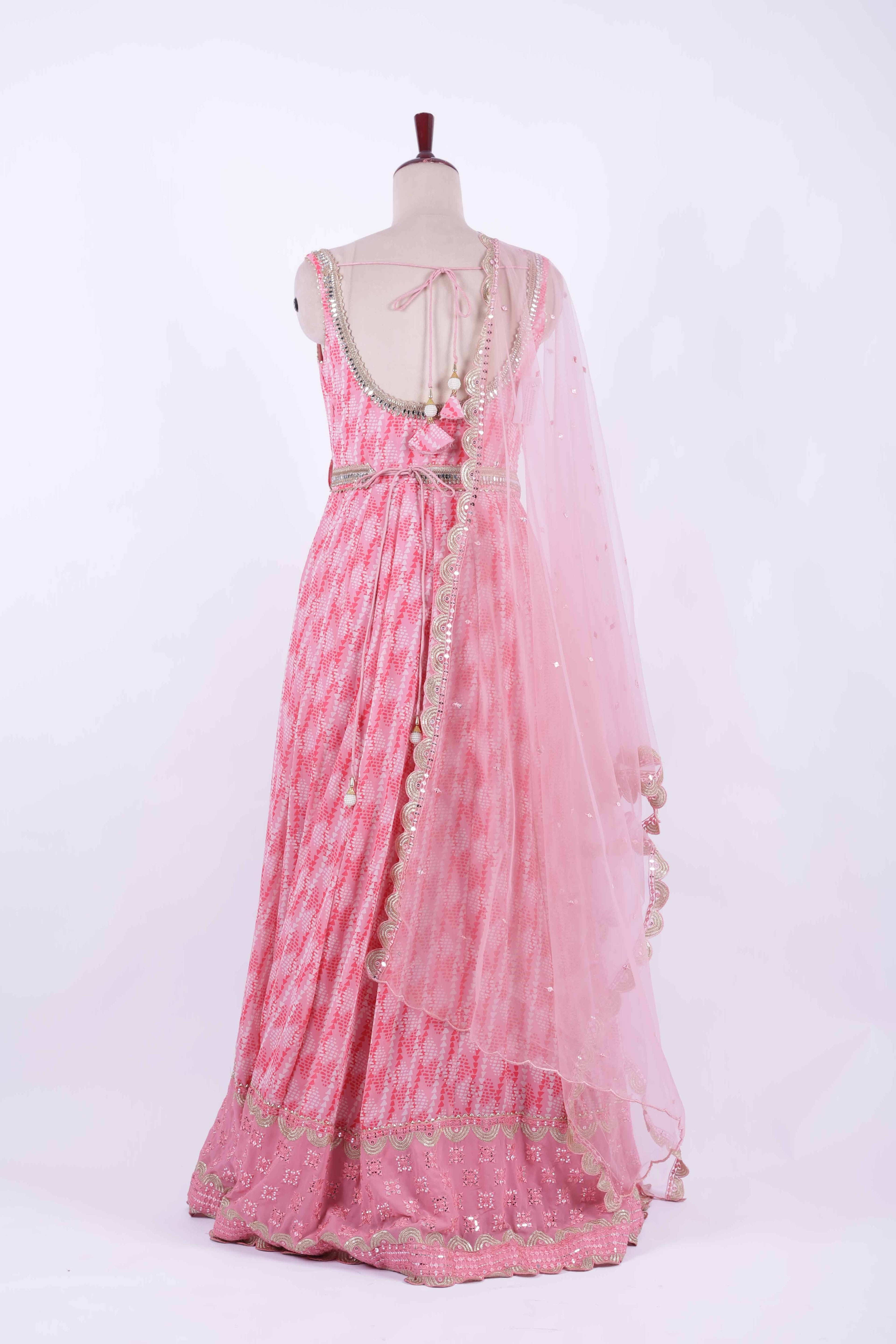 Graceful Pink Georgette Embroidered Anarkali Gown