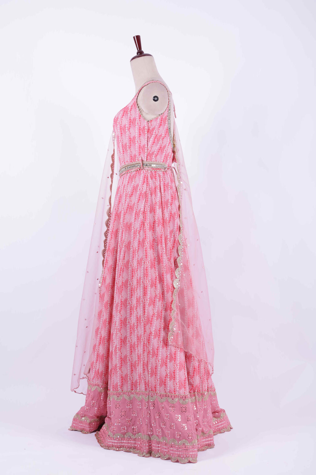 Graceful Pink Georgette Embroidered Anarkali Gown