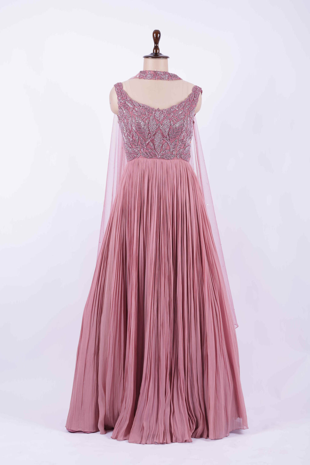 Dusty Rose Embroidered Georgette Gown