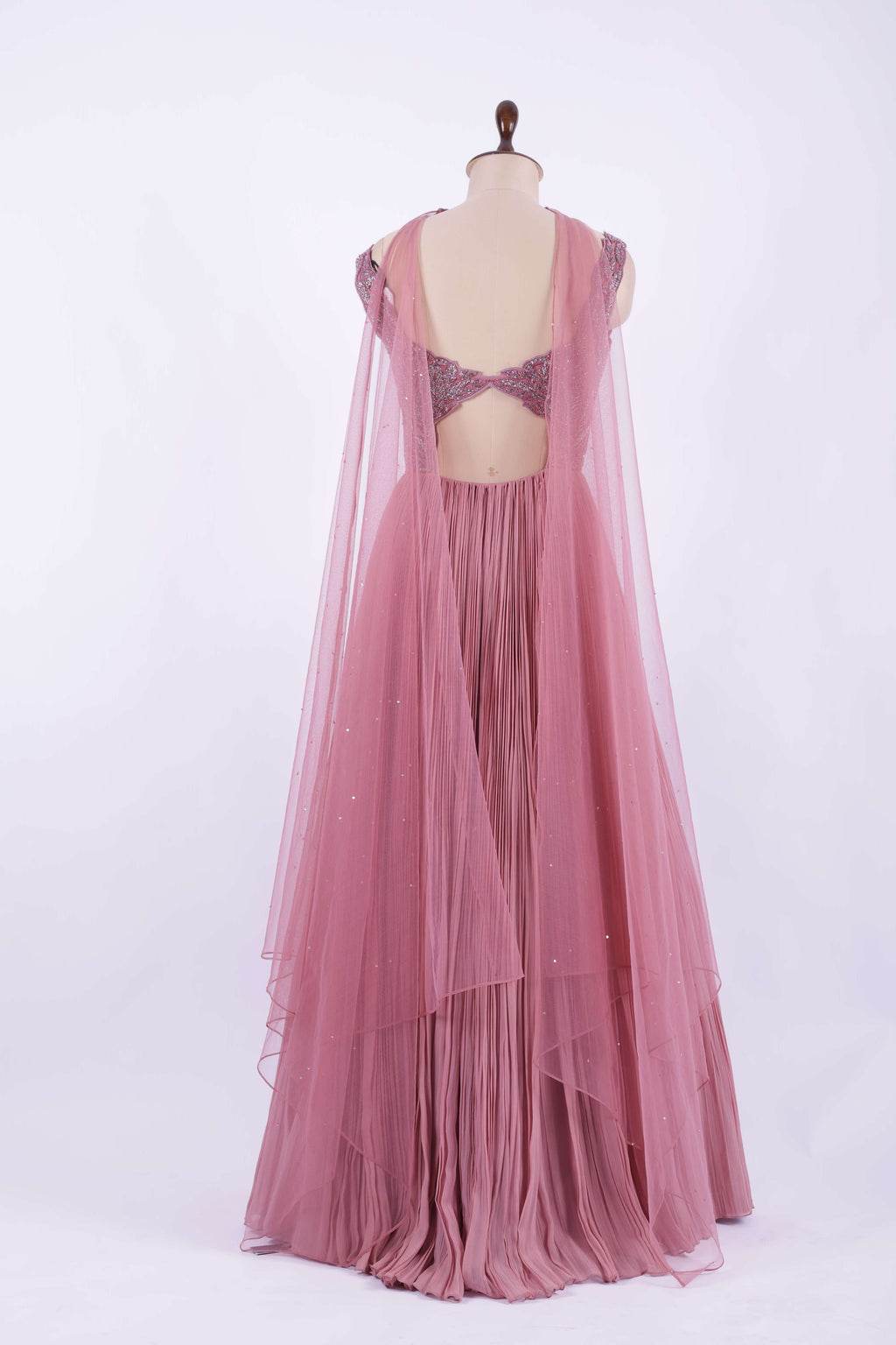 Dusty Rose Embroidered Georgette Gown