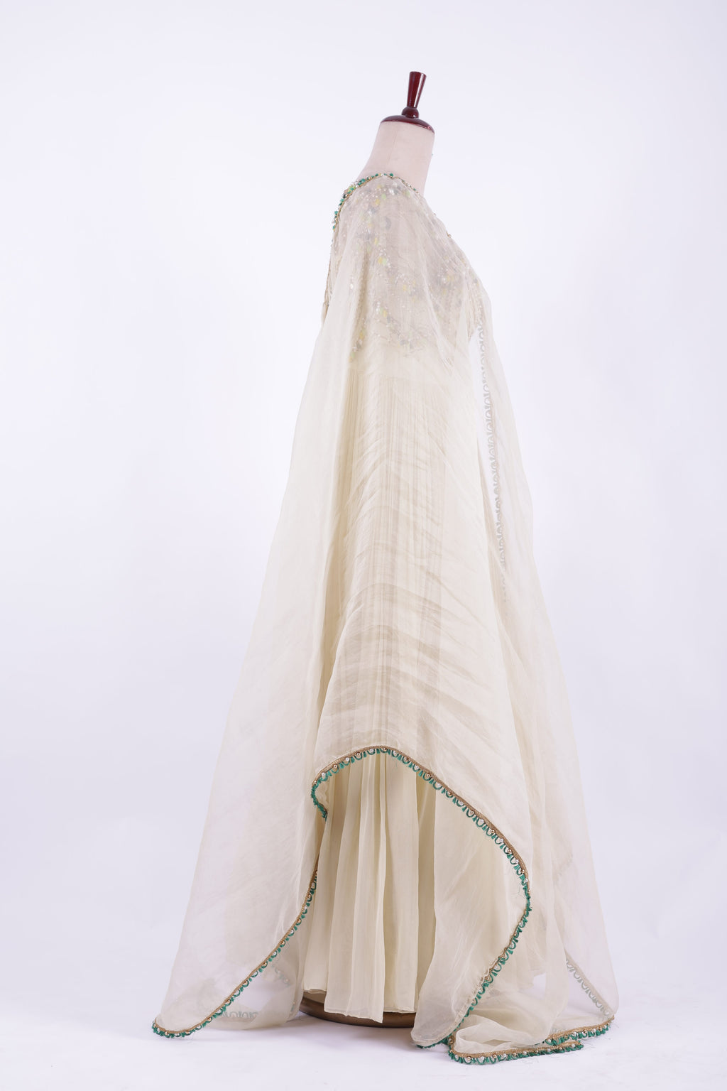 Ivory Mirror Work Georgette Anarkali Gown