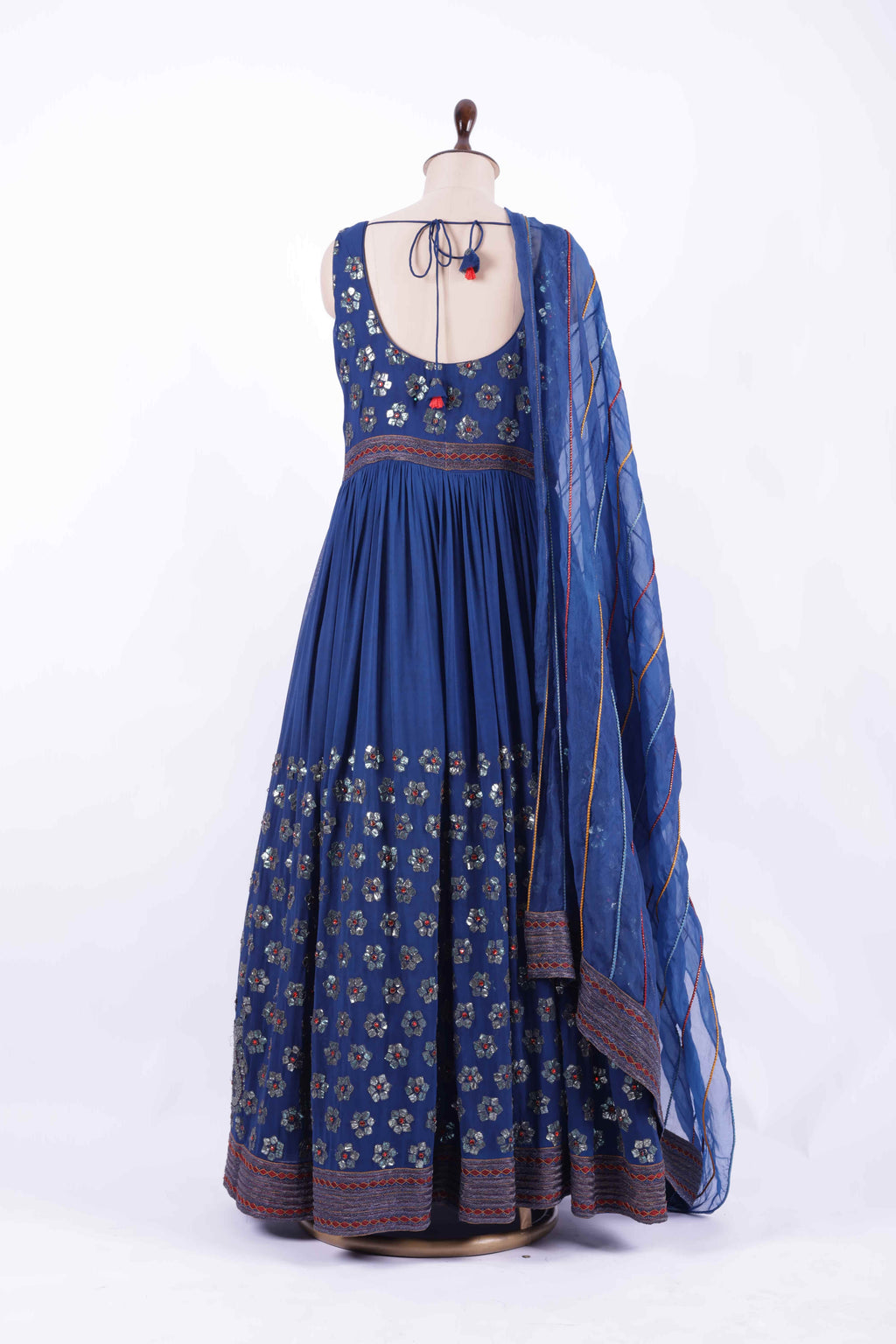 Royal Blue Embroidered Georgette Anarkali Gown
