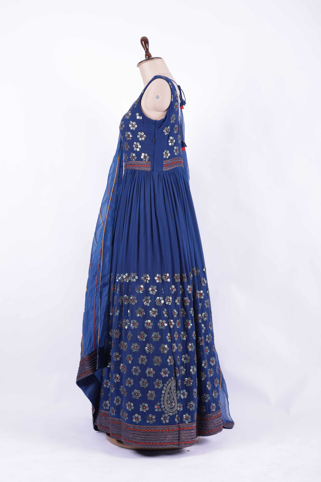 Royal Blue Embroidered Georgette Anarkali Gown