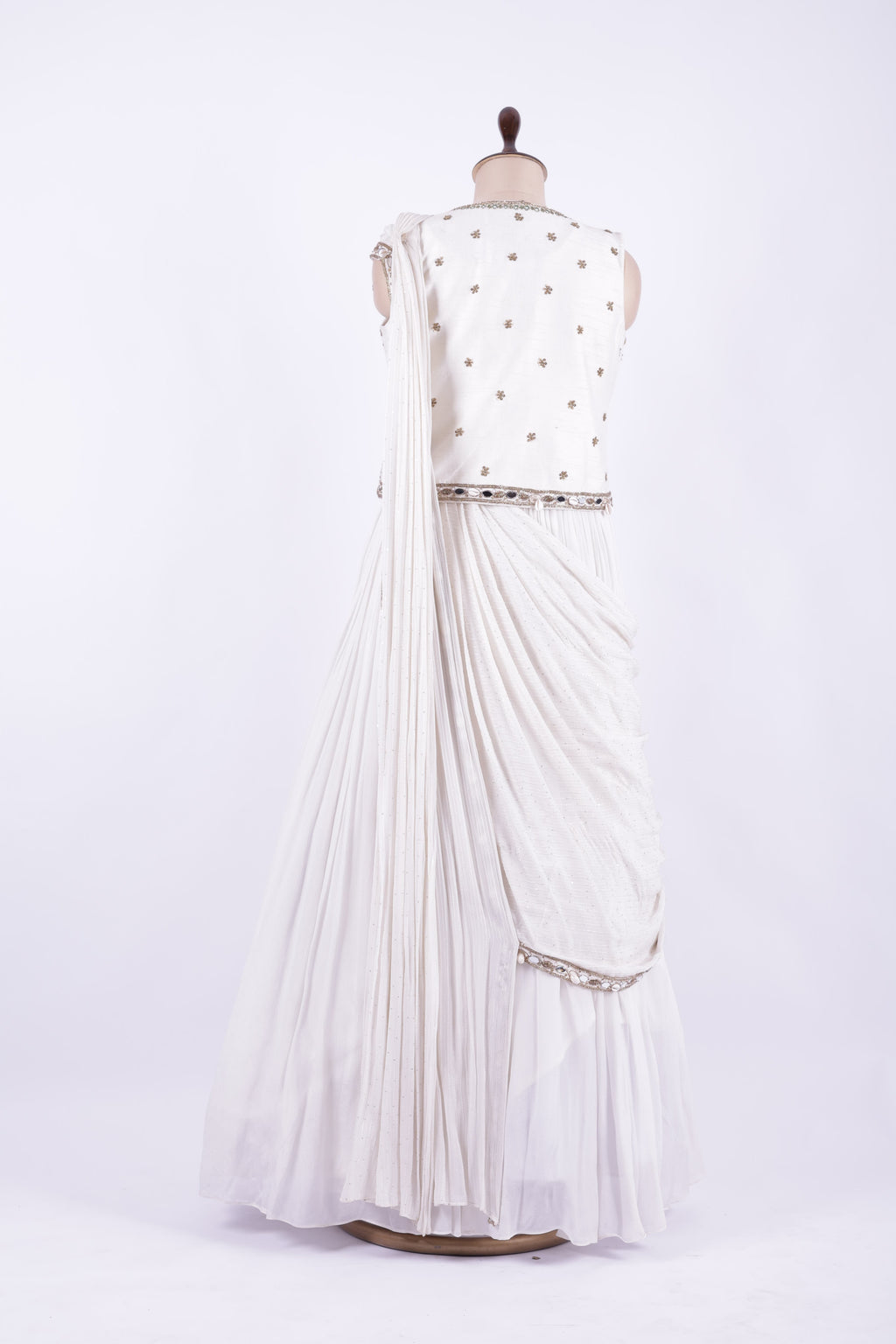 Ivory Embroidered Jacket Style Georgette Gown