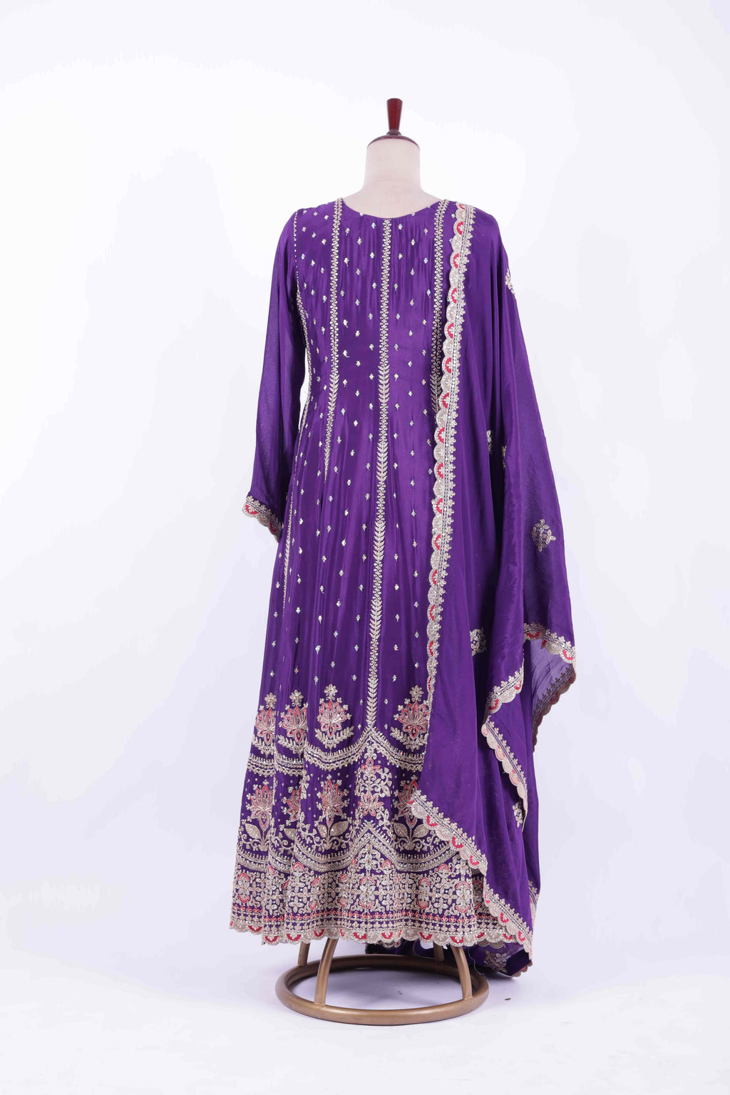 Royal Purple Embroidered Georgette Anarkali Gown