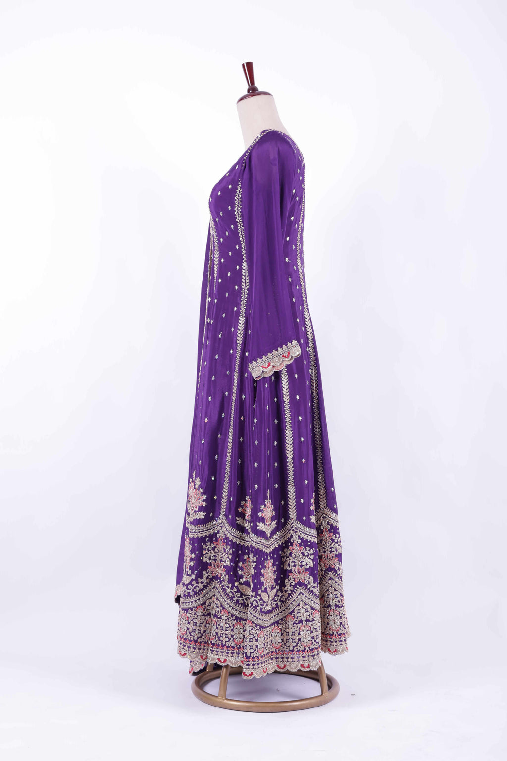 Royal Purple Embroidered Georgette Anarkali Gown