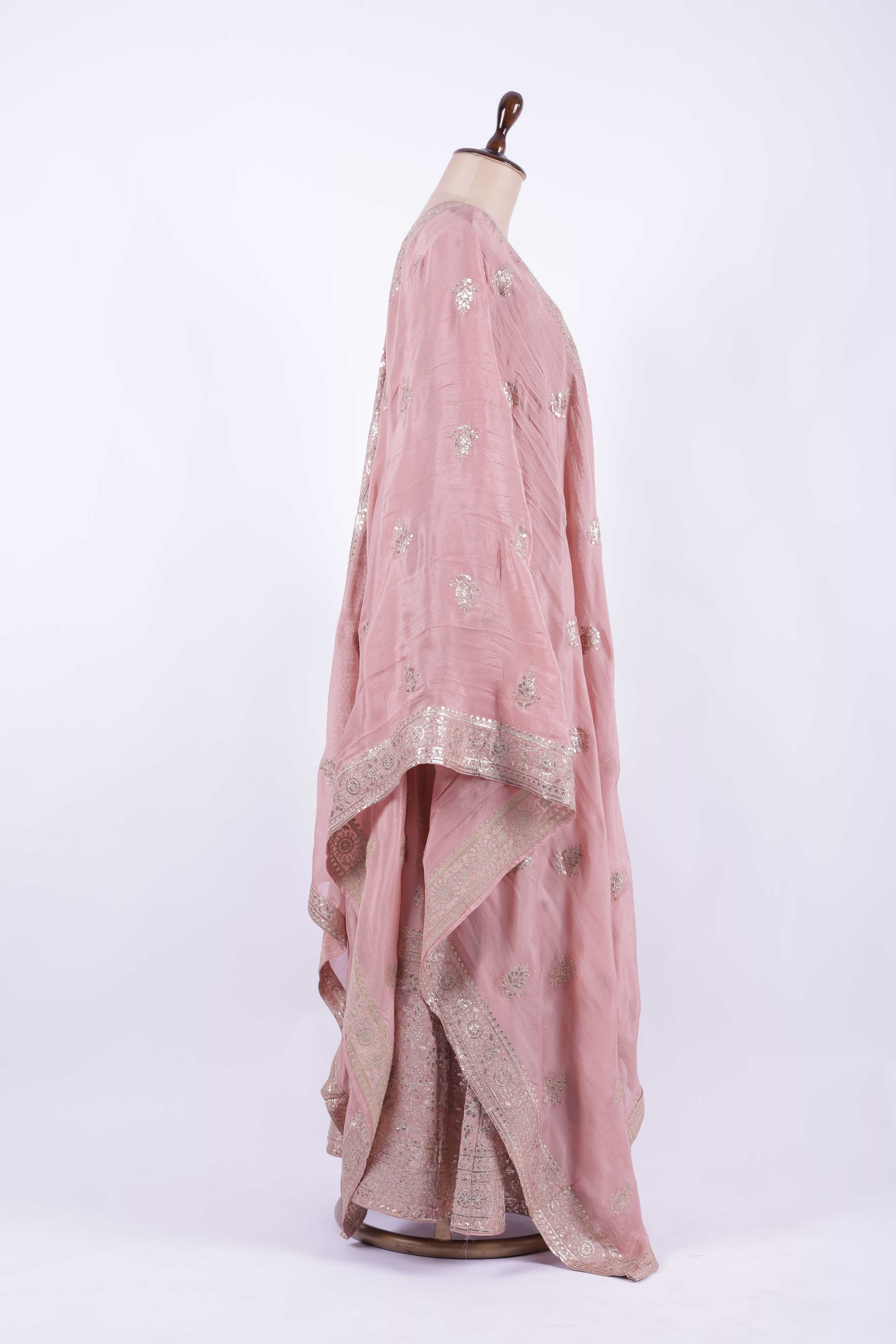 Dusty Rose Embroidered Georgette Anarkali Gown