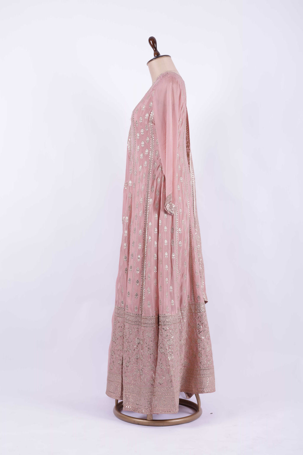 Dusty Rose Embroidered Georgette Anarkali Gown