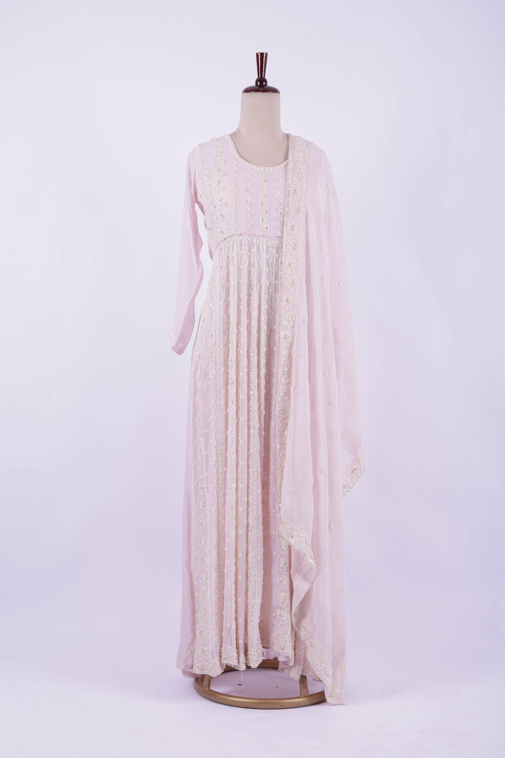 Blush Pink Embroidered Georgette Anarkali Gown