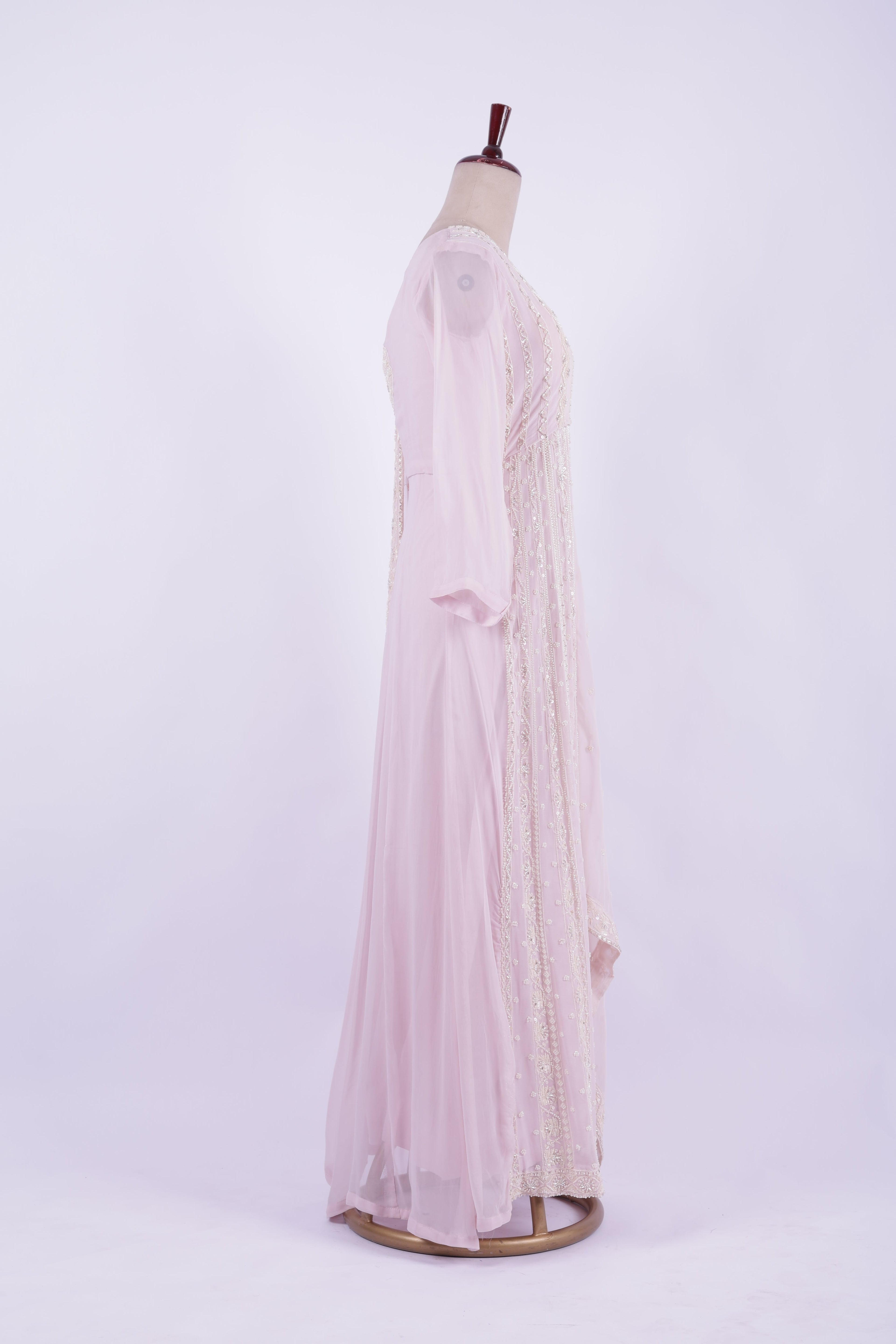 Blush Pink Embroidered Georgette Anarkali Gown