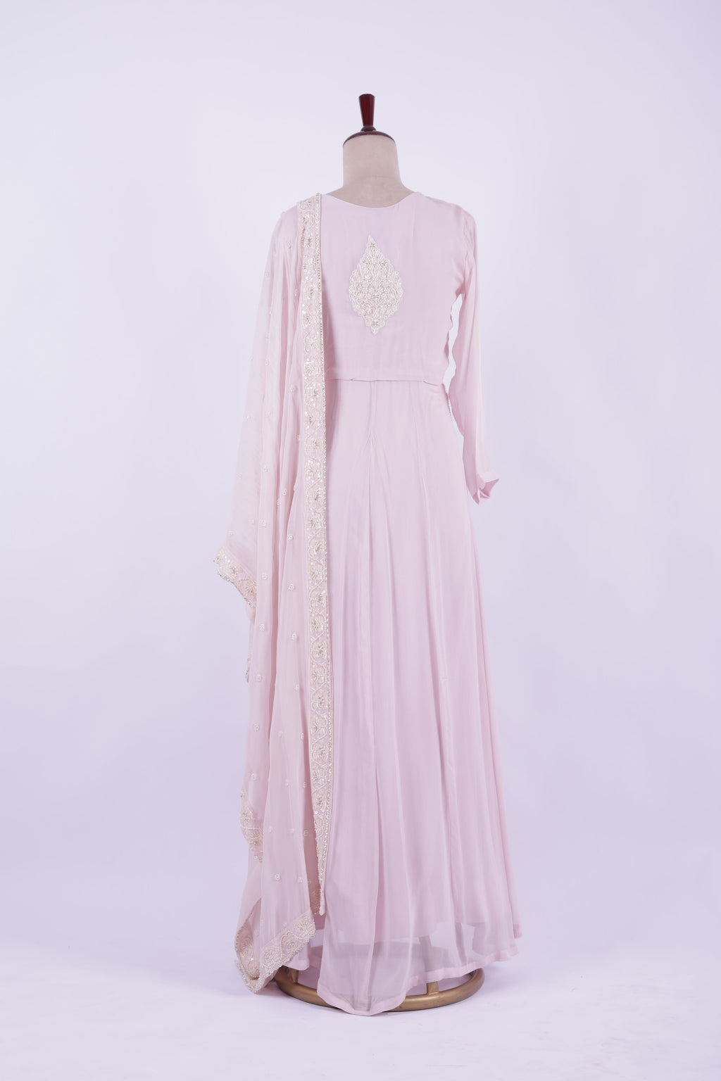 Blush Pink Embroidered Georgette Anarkali Gown