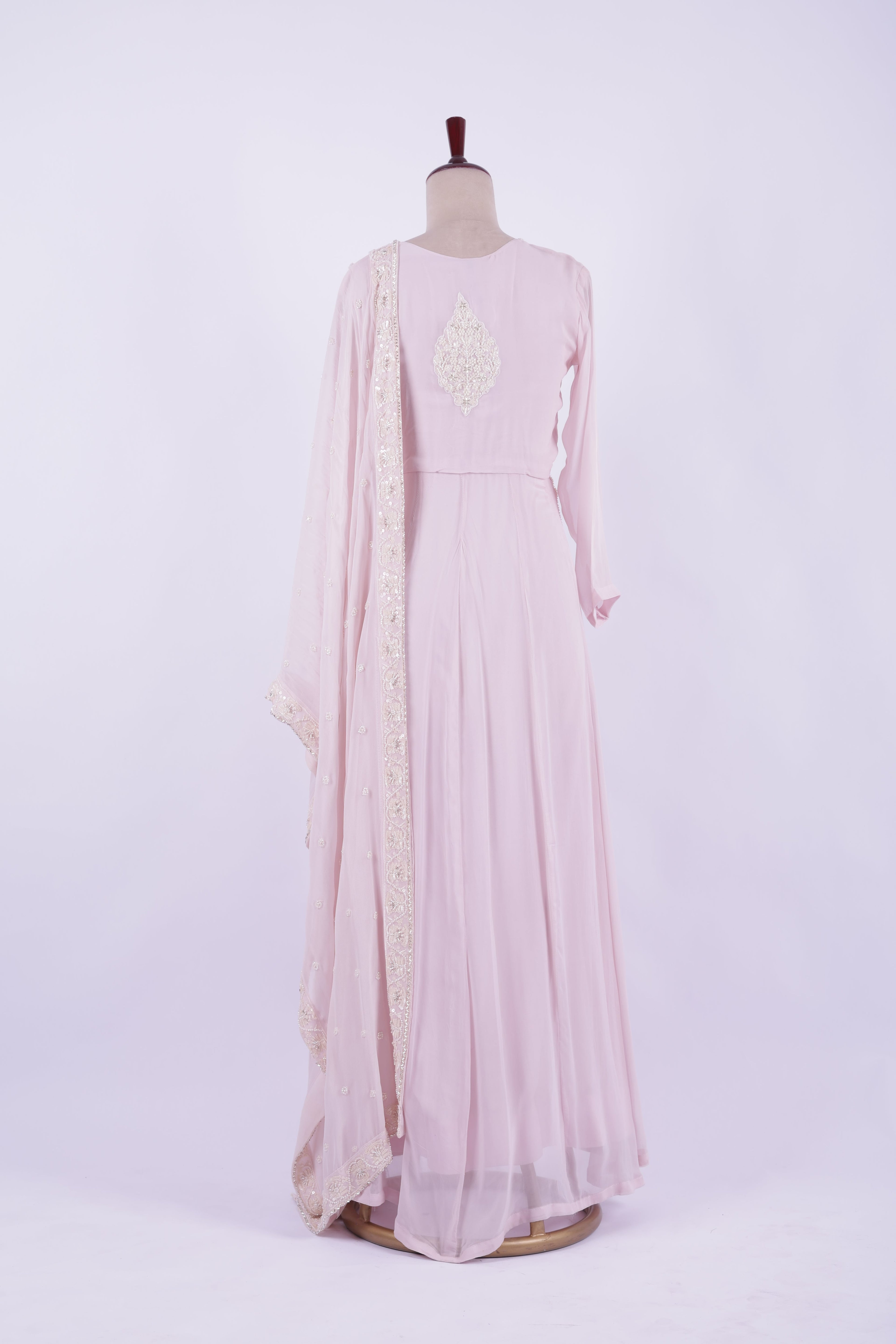 Blush Pink Embroidered Georgette Anarkali Gown