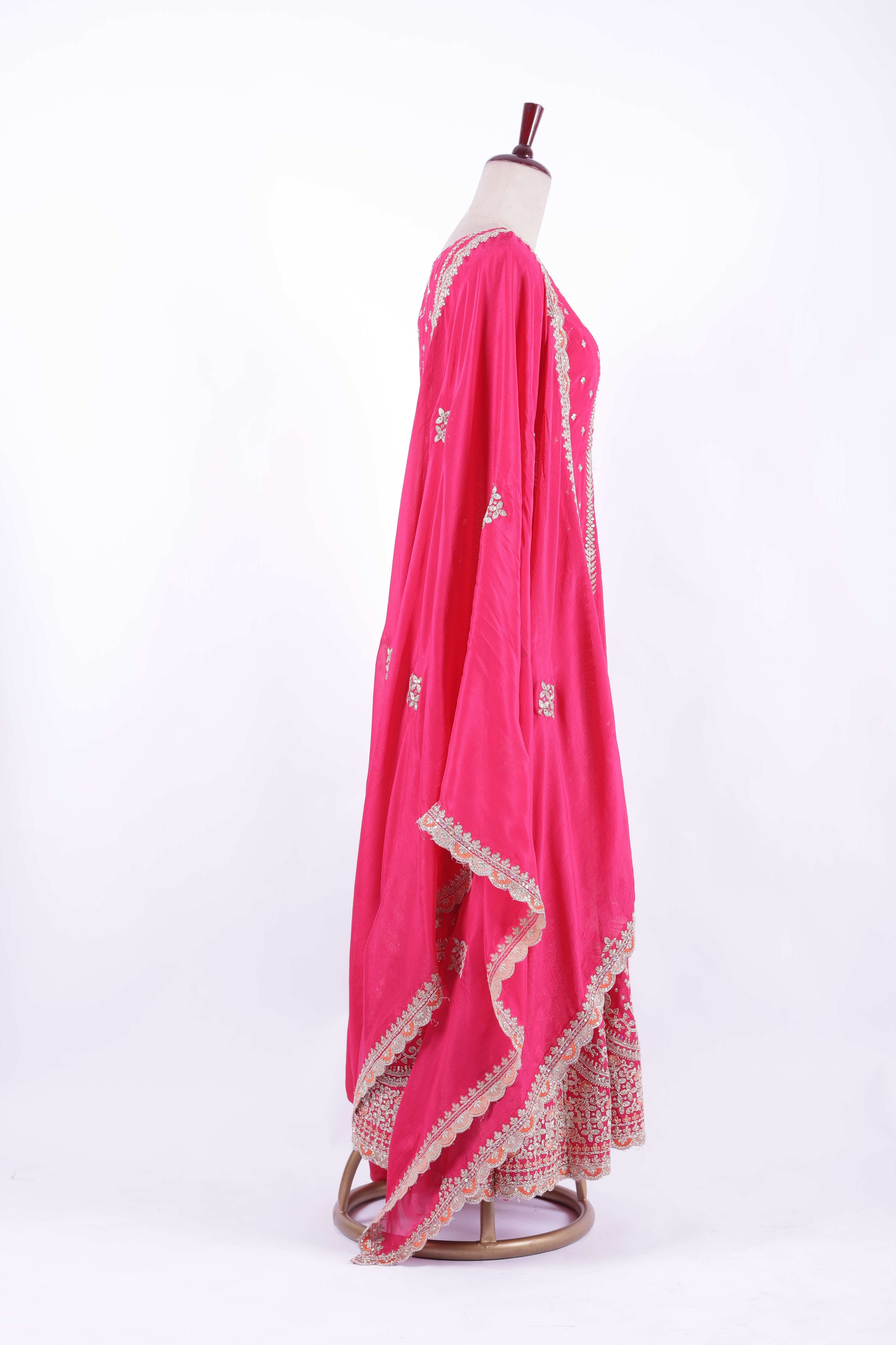 Fuchsia Pink Embroidered Georgette Anarkali Gown
