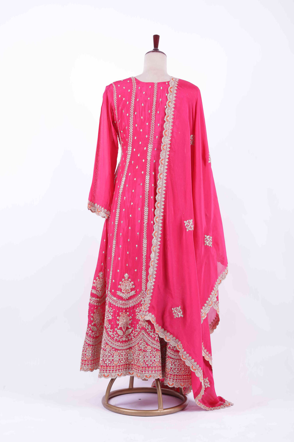 Fuchsia Pink Embroidered Georgette Anarkali Gown
