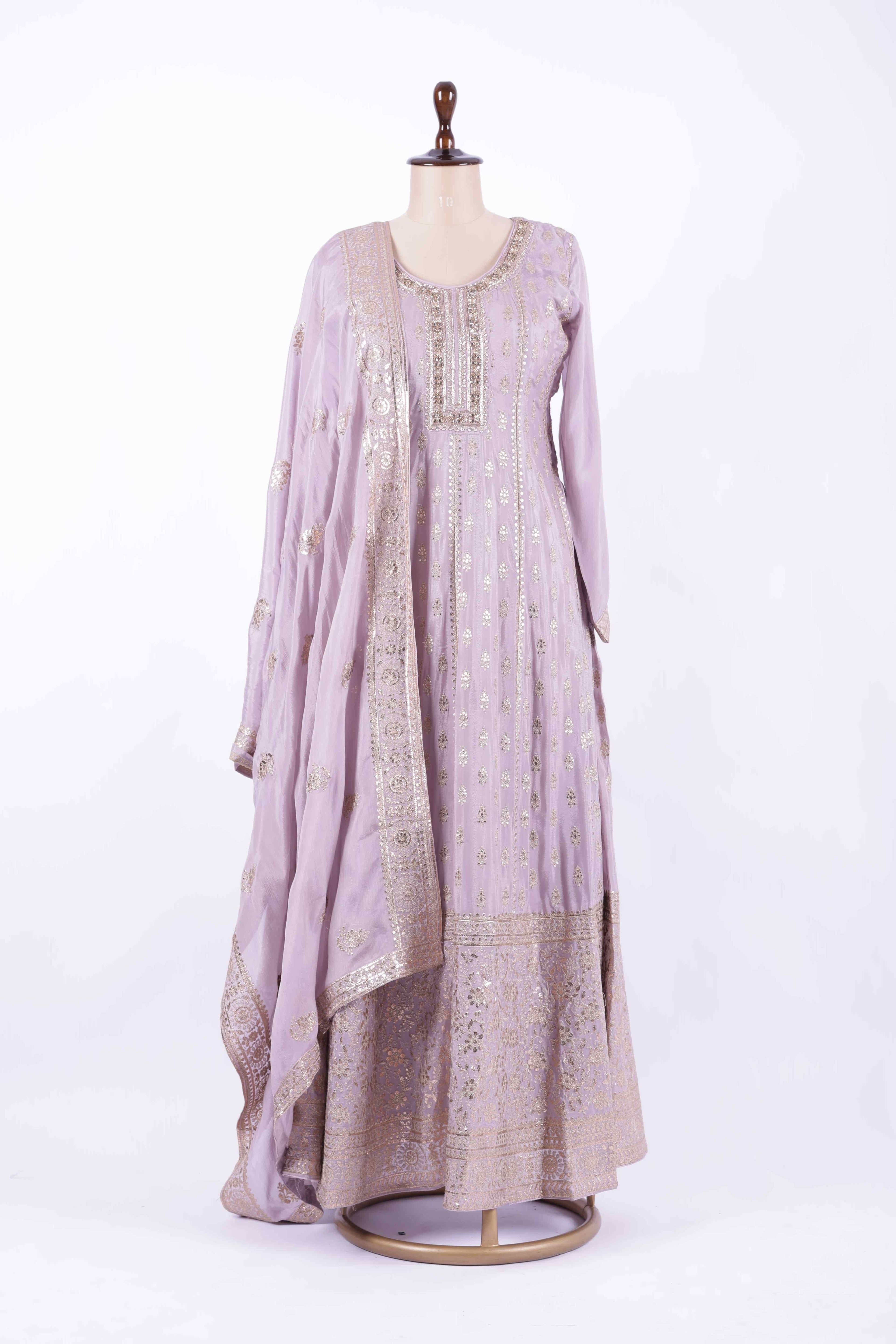 Soft Blush Embroidered Georgette Anarkali Gown
