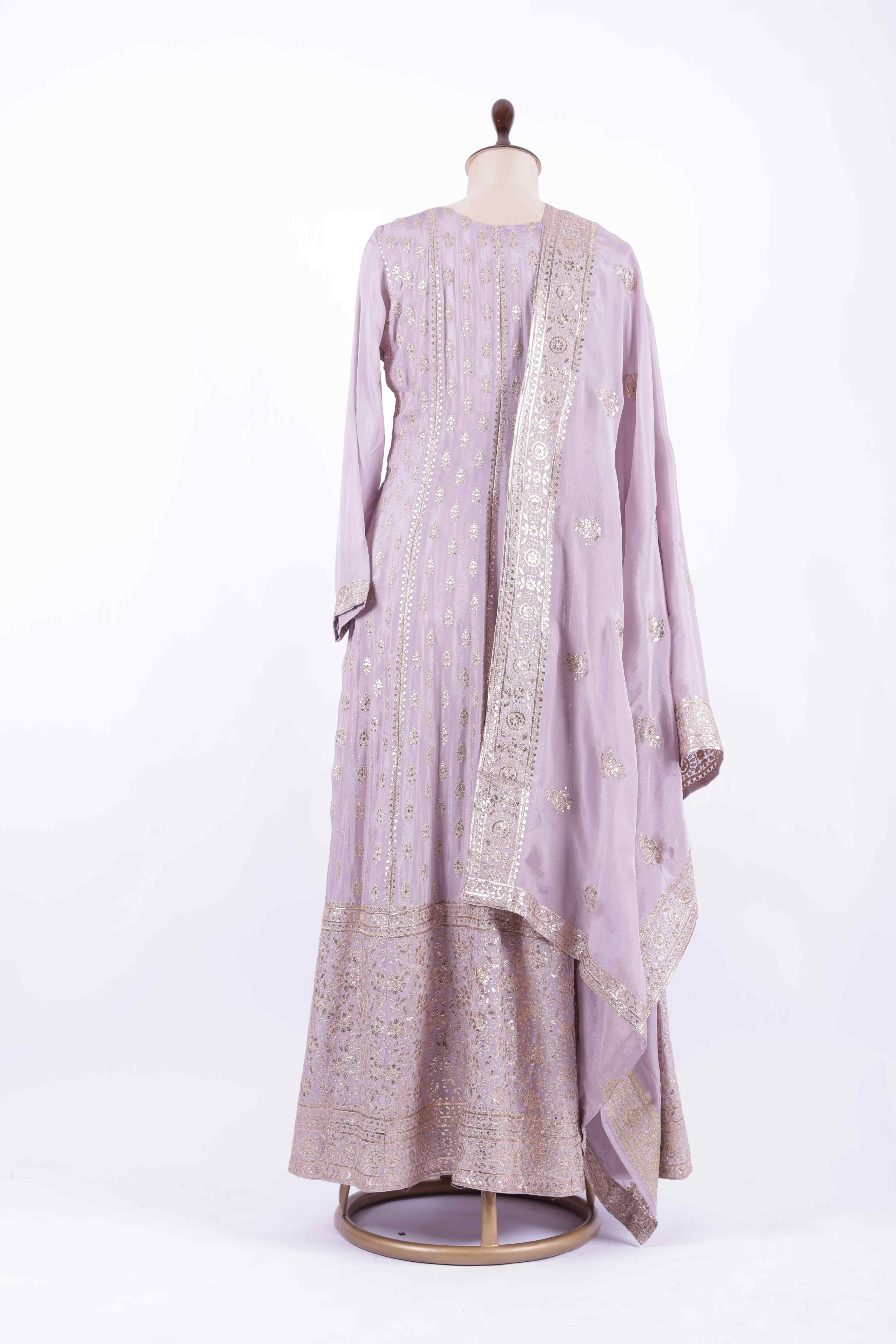Soft Blush Embroidered Georgette Anarkali Gown