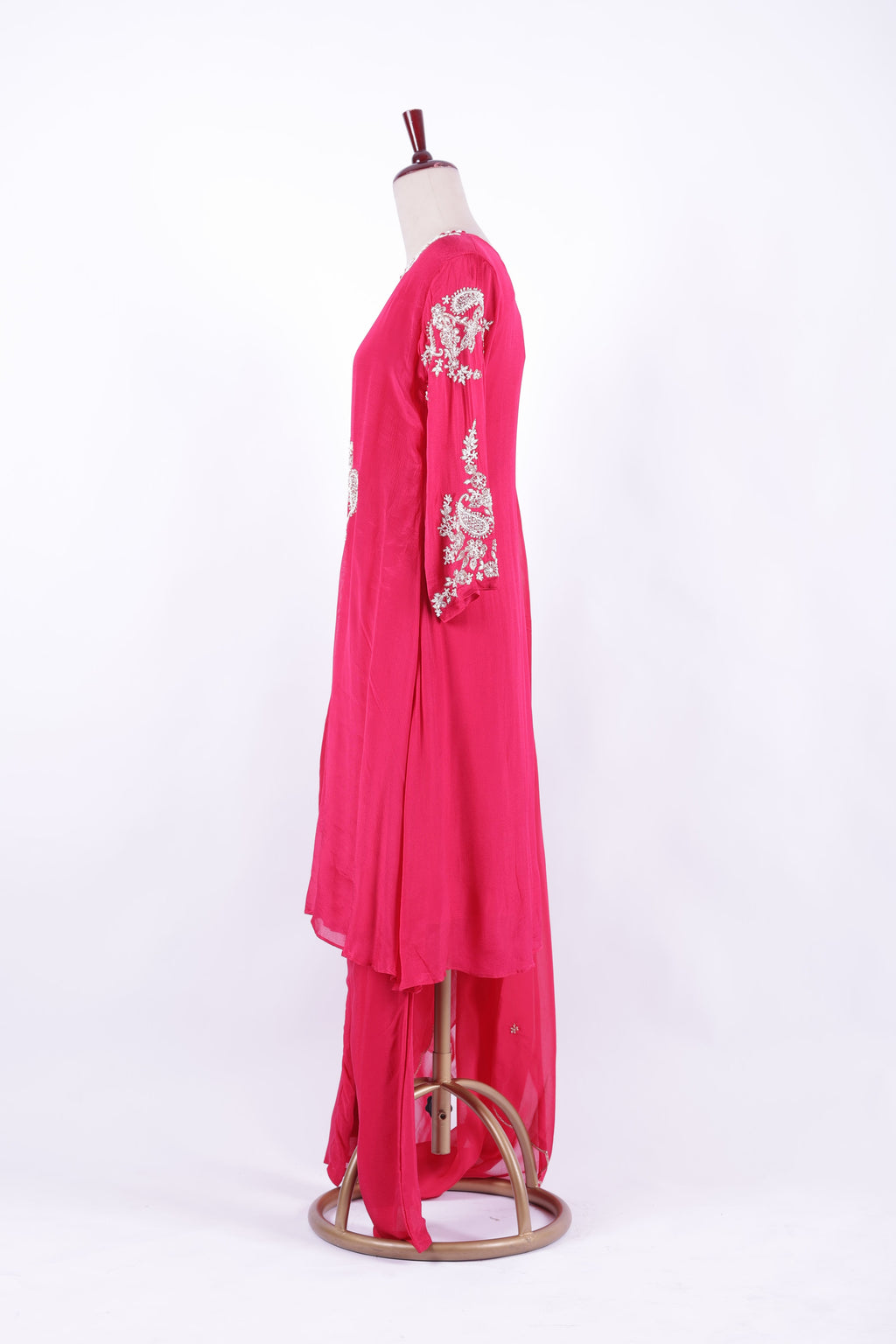 Hot Pink Embroidered Georgette Palazzo Suit