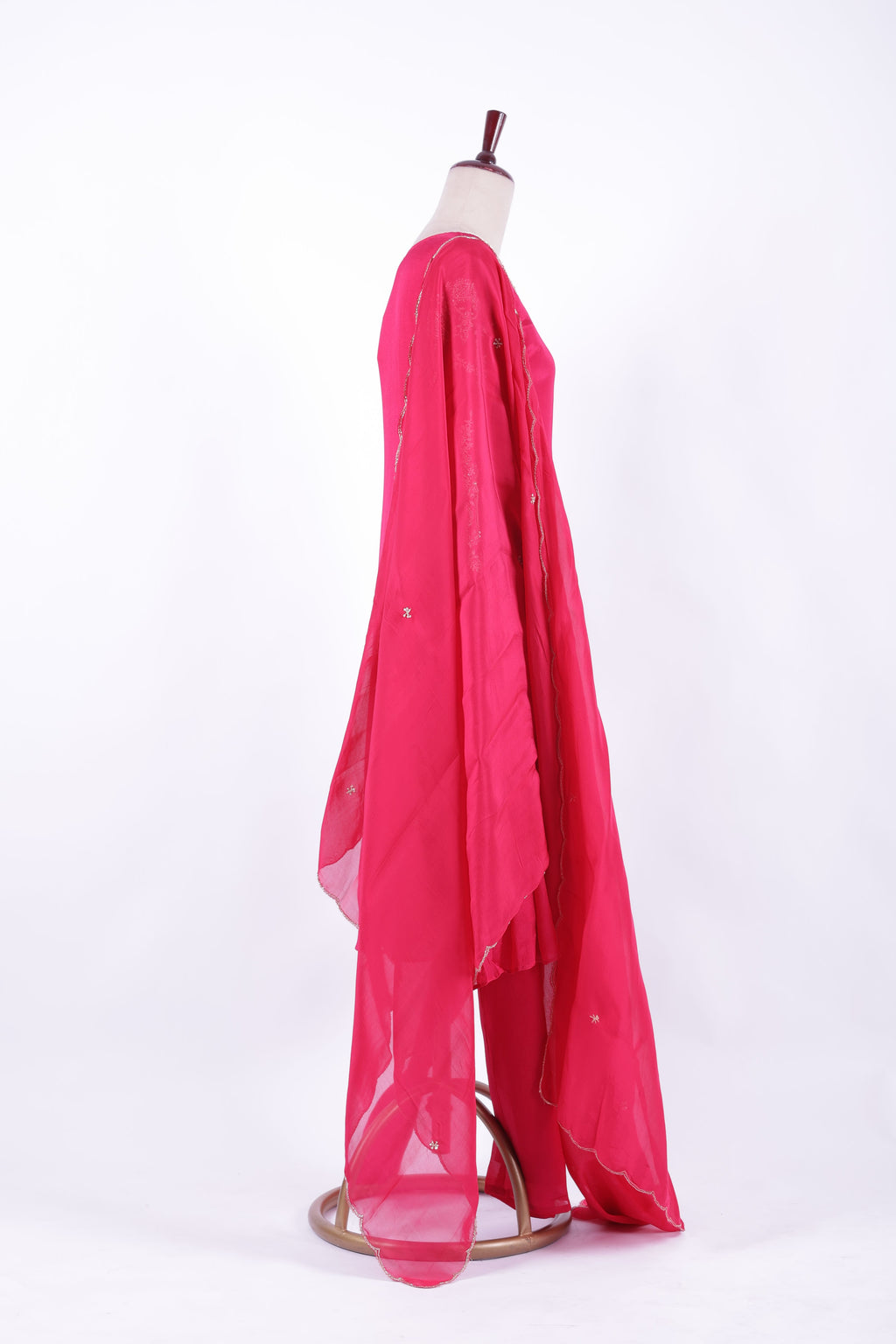 Hot Pink Embroidered Georgette Palazzo Suit