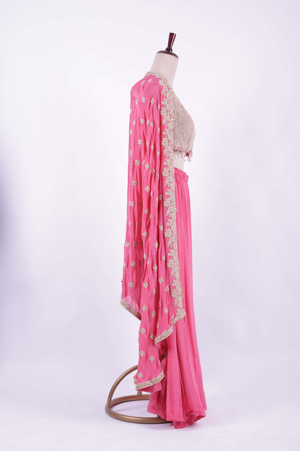 Blush Pink Embroidered Georgette Lehenga Set