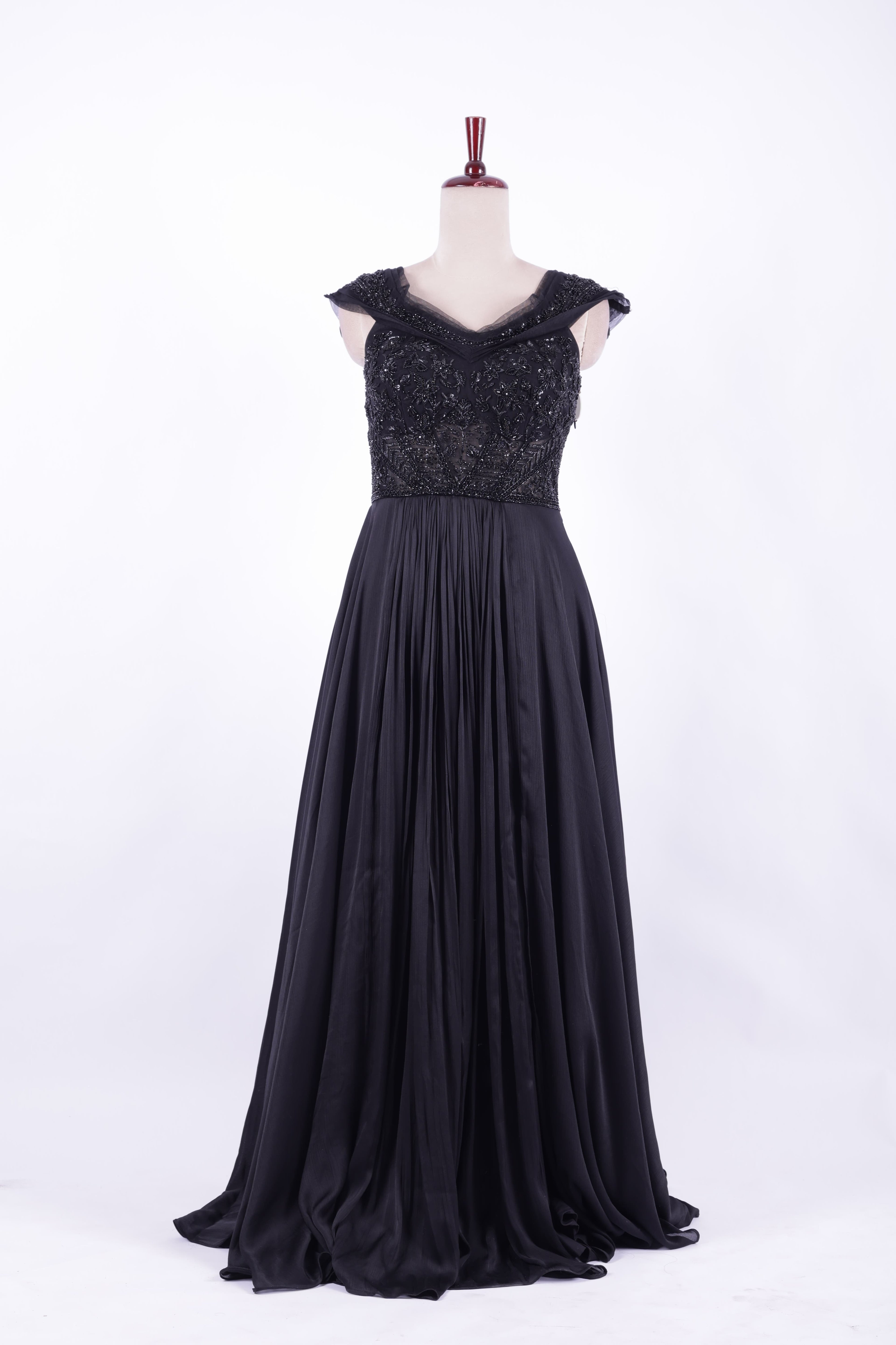 Black Embellished Evening Gown