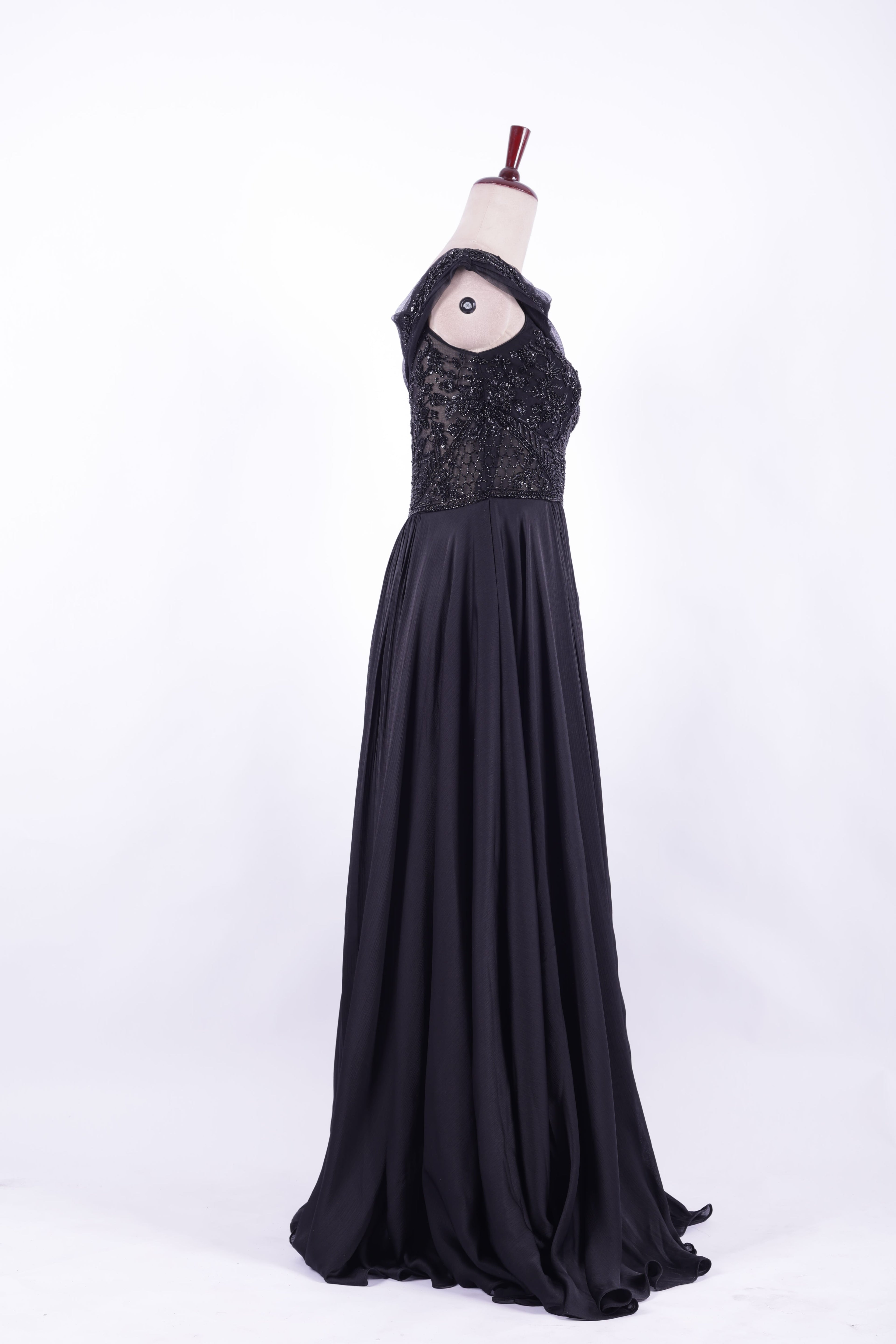 Black Embellished Evening Gown
