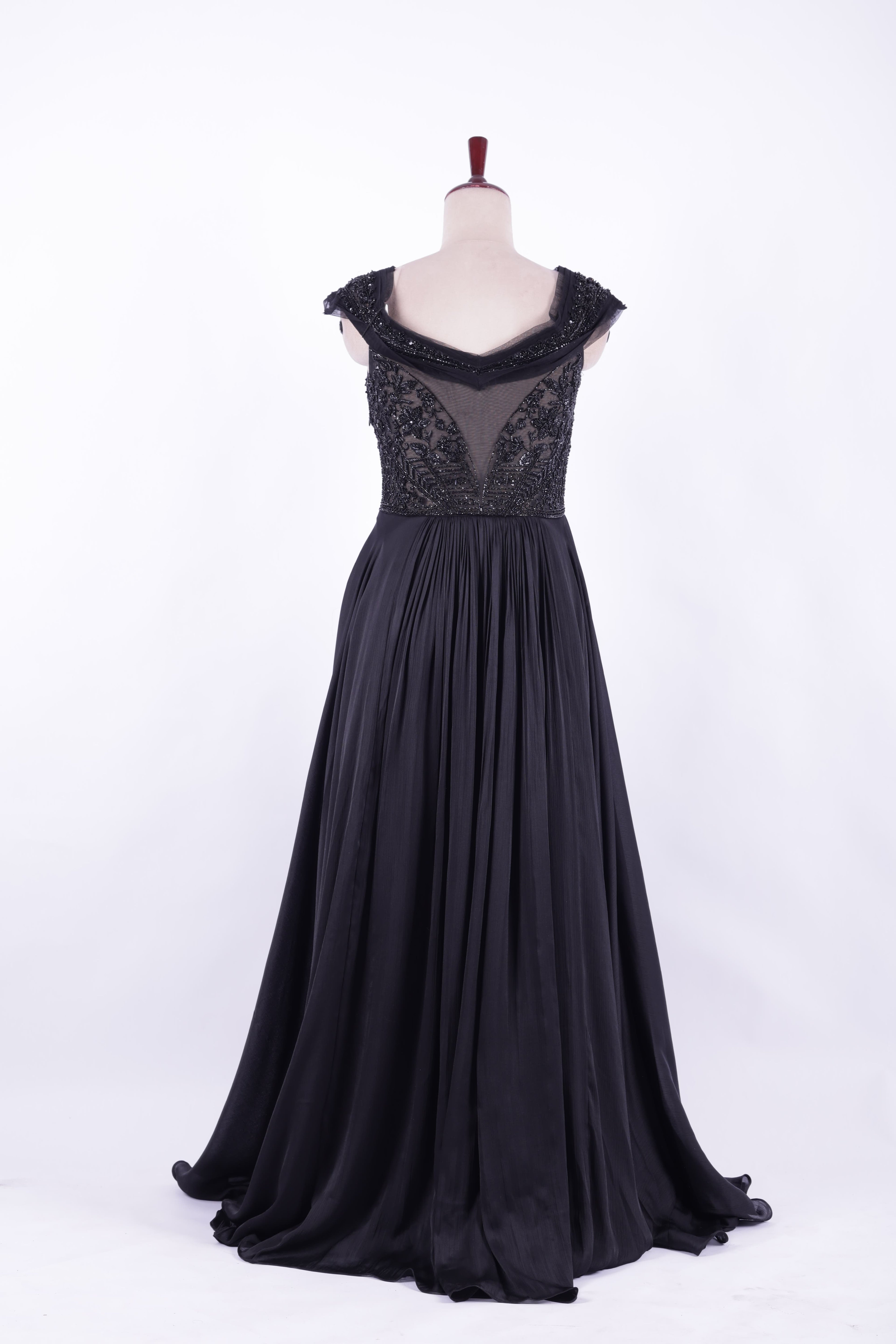 Black Embellished Evening Gown
