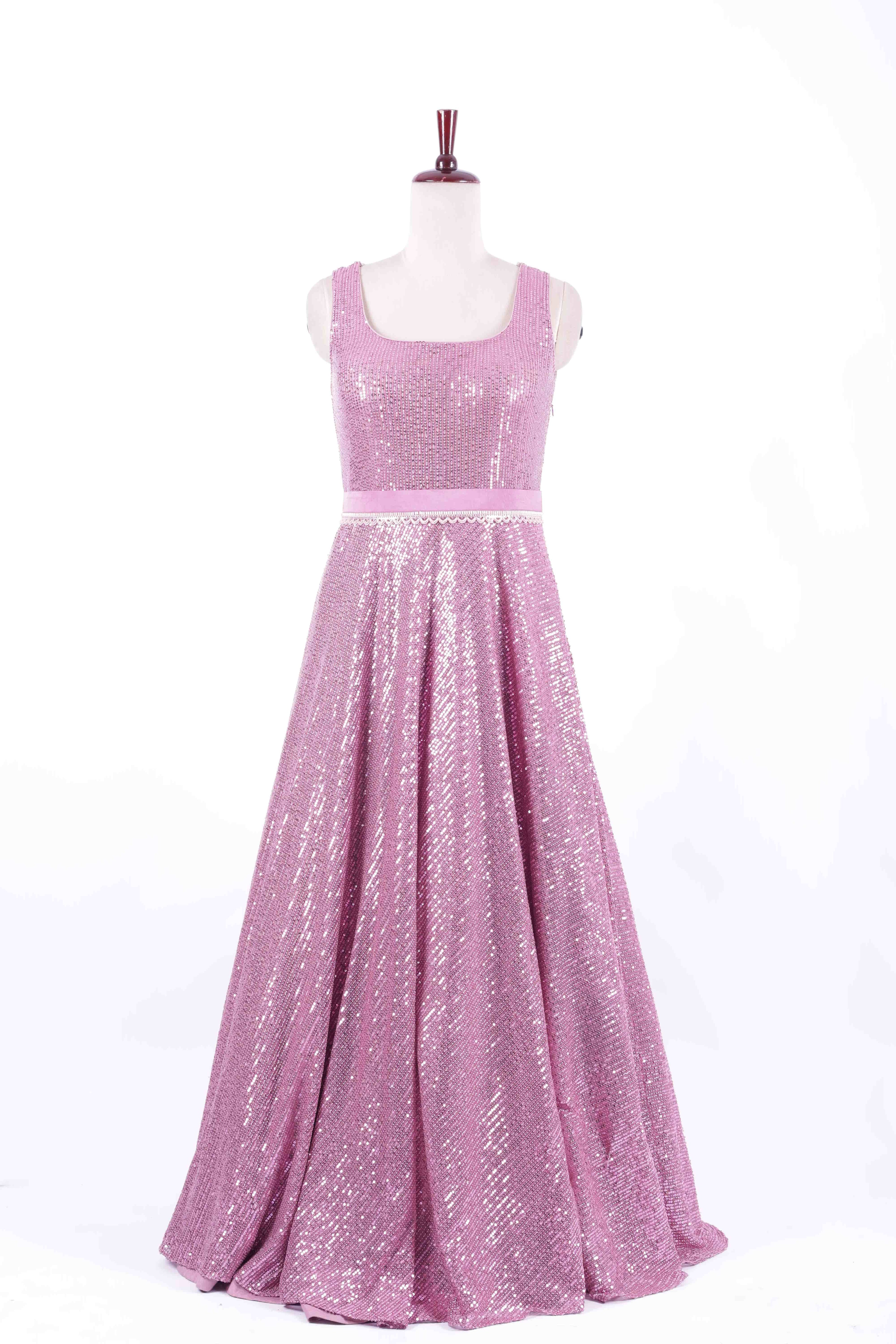 Rose Pink Sequin Evening Gown