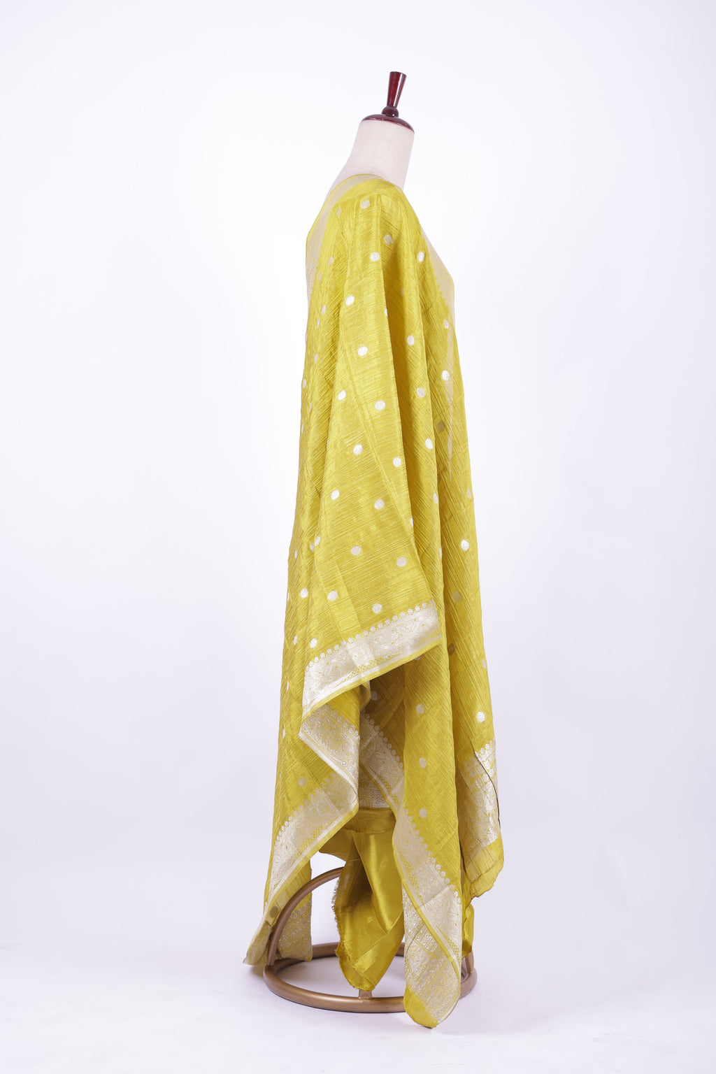 mustard yellow silk-blend suit set