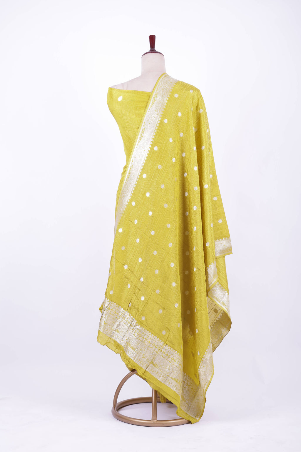 mustard yellow silk-blend suit set