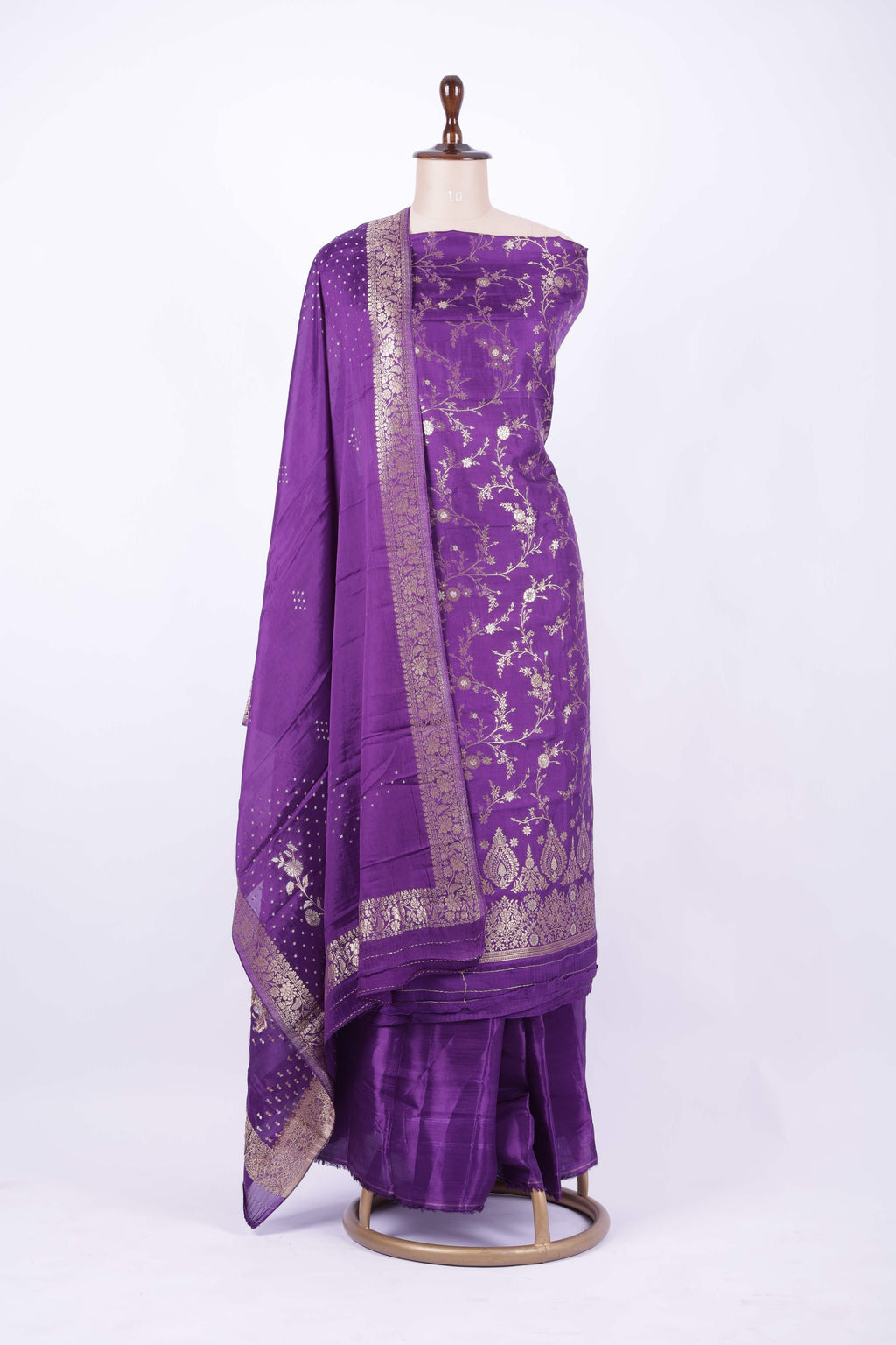 Royal purple silk-blend suit set