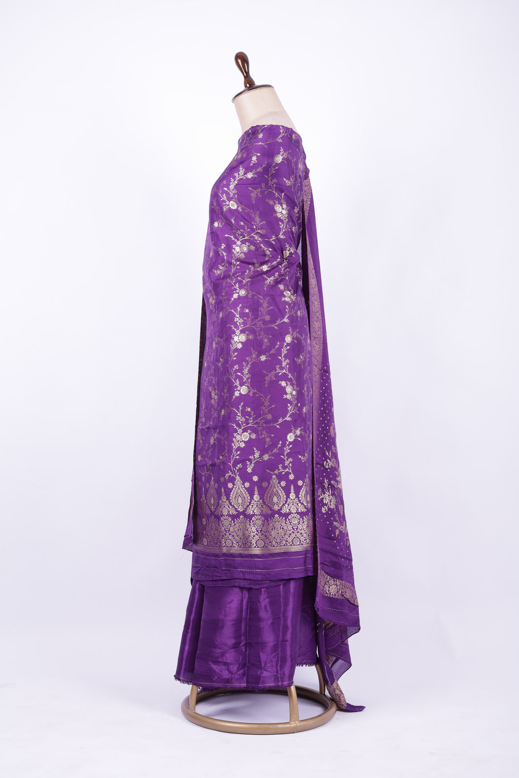 Royal purple silk-blend suit set