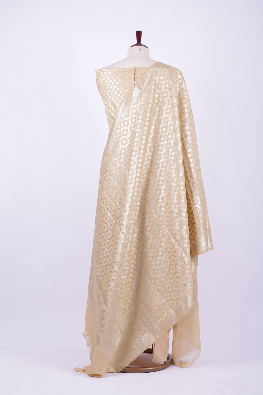 Golden beige Banarasi silk suit set