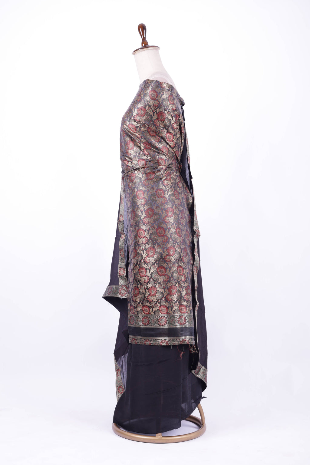 Black Banarasi silk suit set