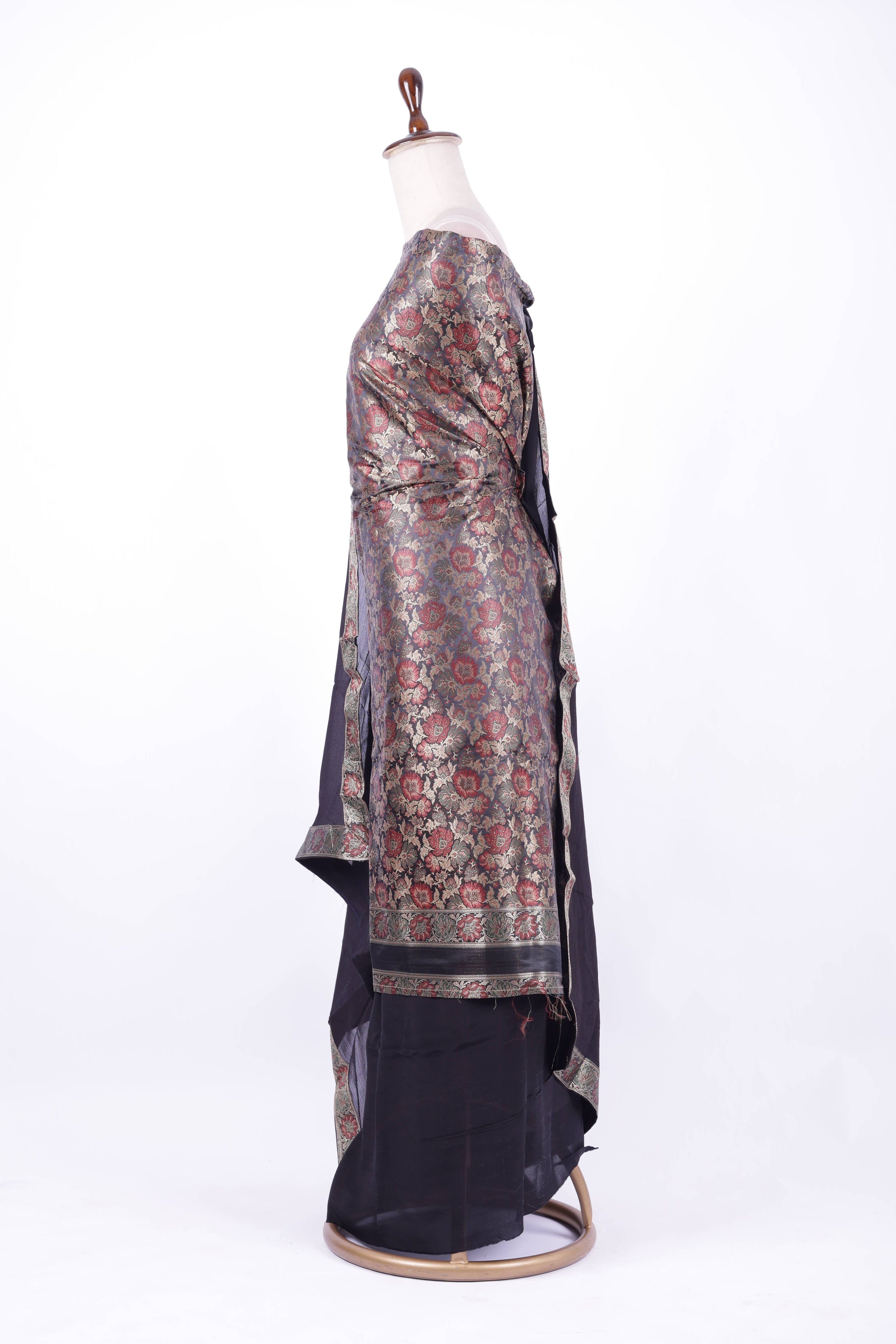 Black Banarasi silk suit set