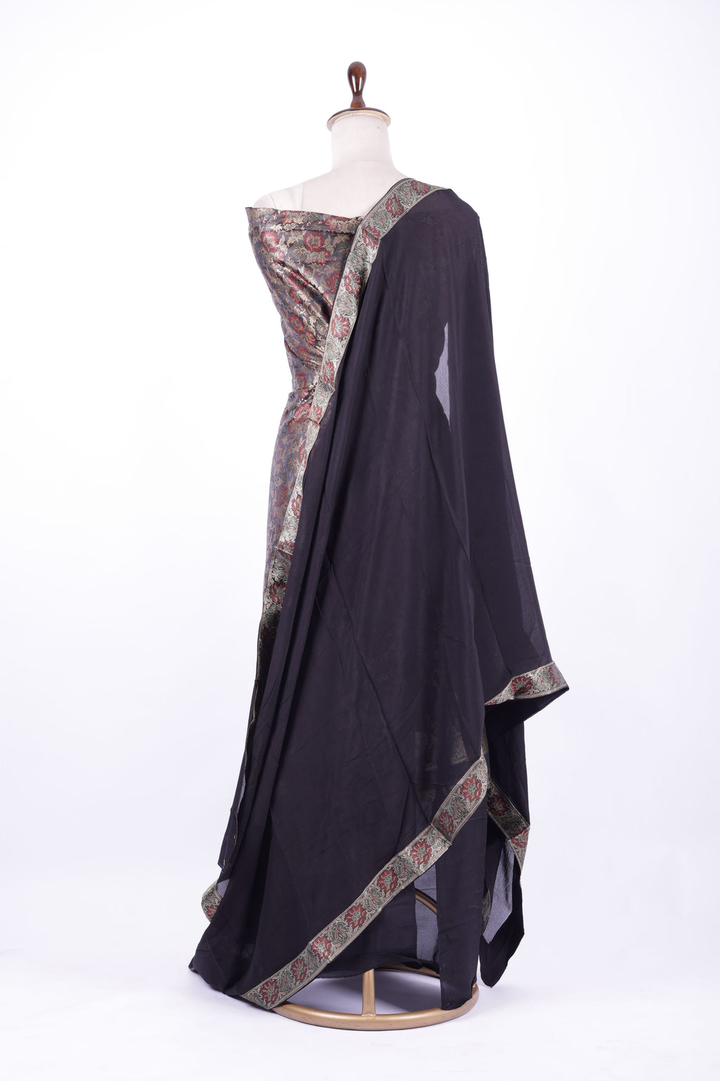 Black Banarasi silk suit set