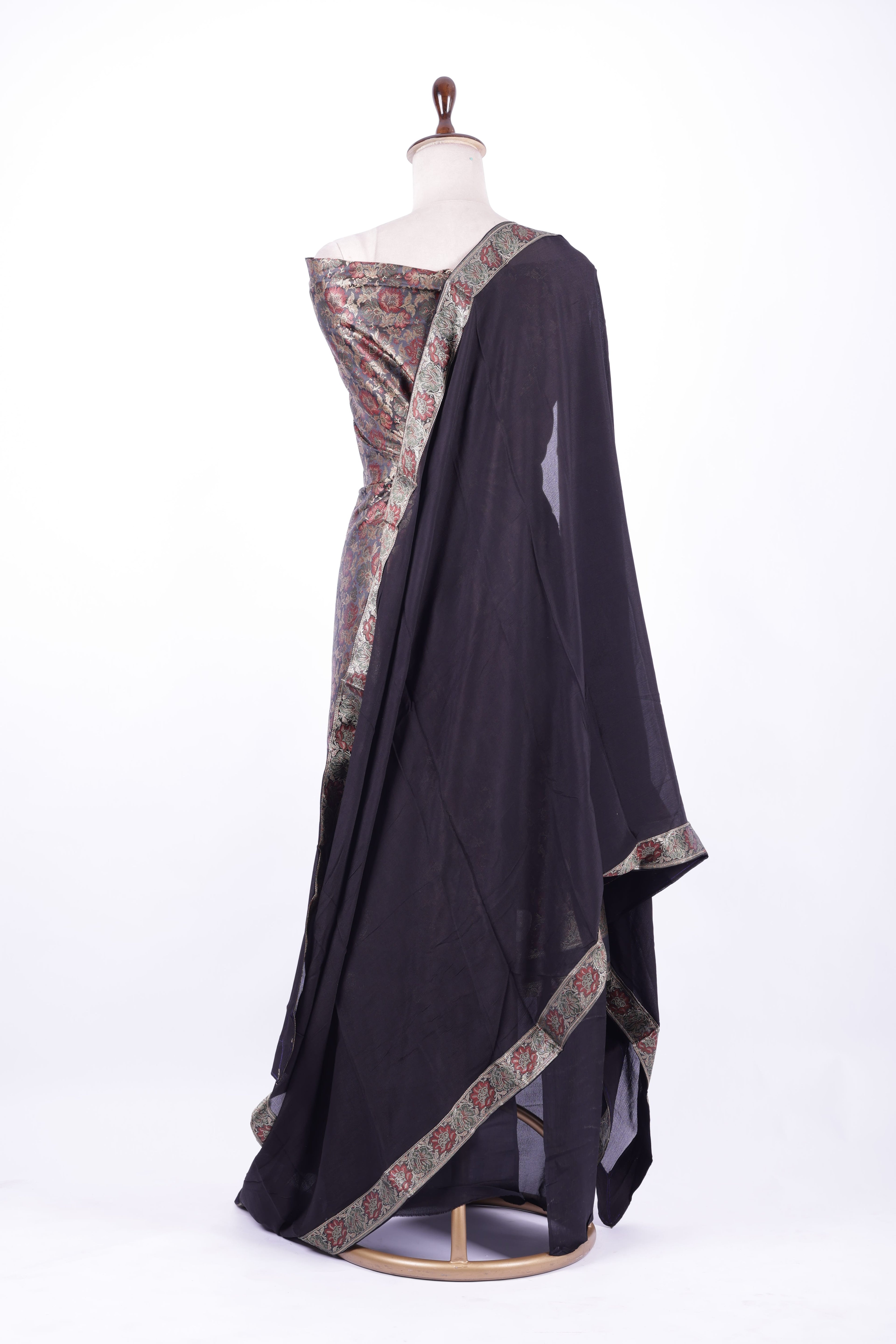 Black Banarasi silk suit set