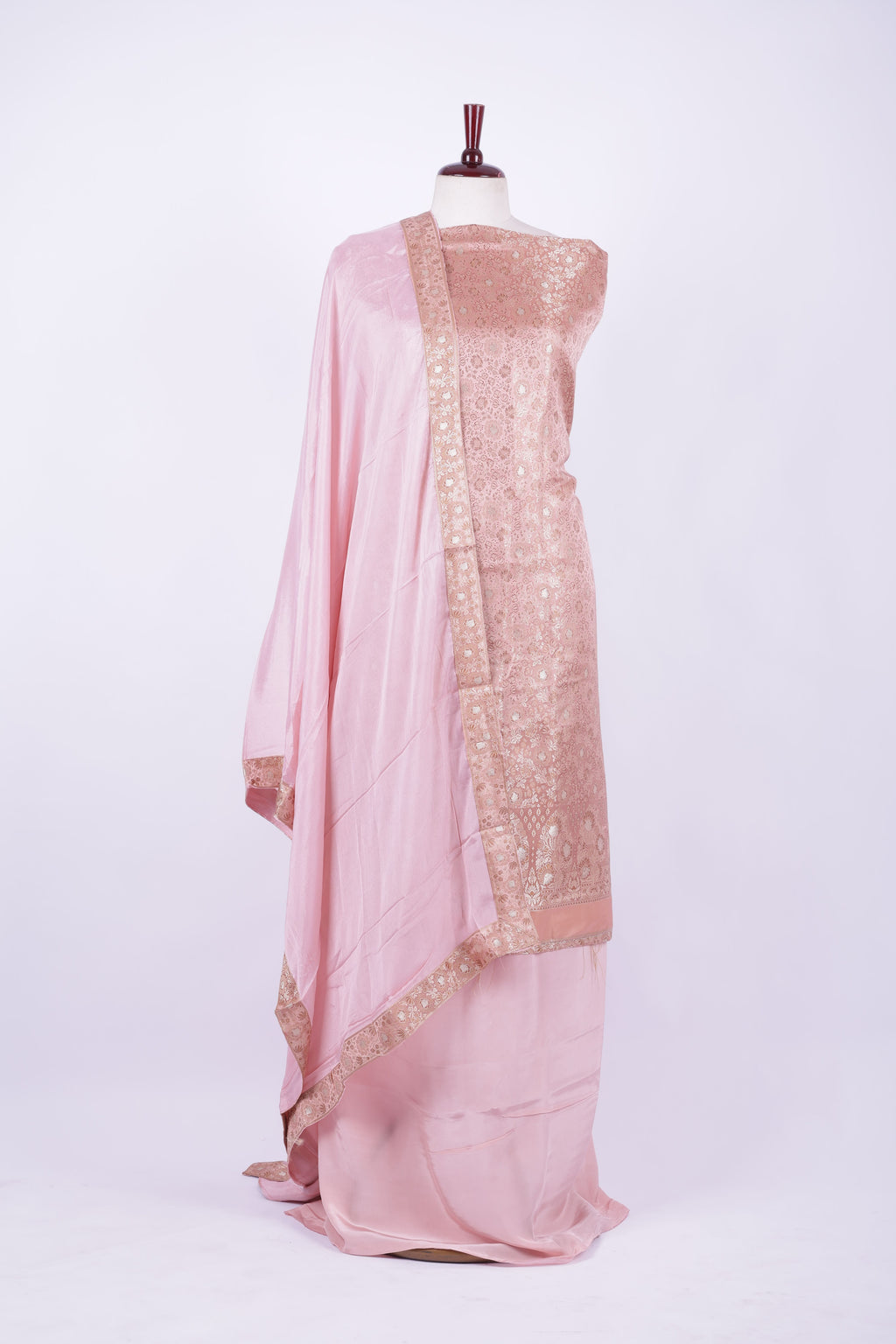 Baby pink Banarasi silk suit set