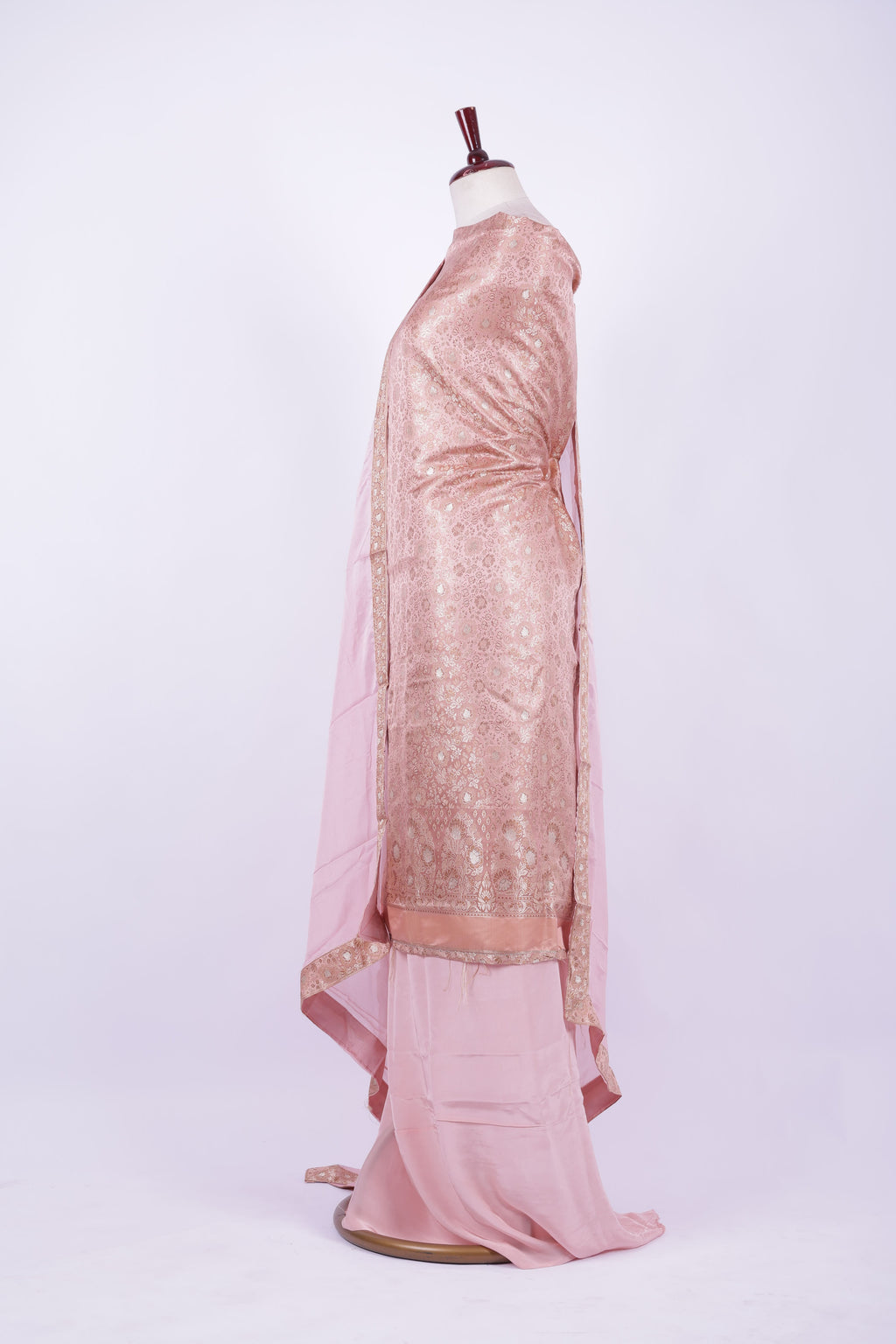 Baby pink Banarasi silk suit set