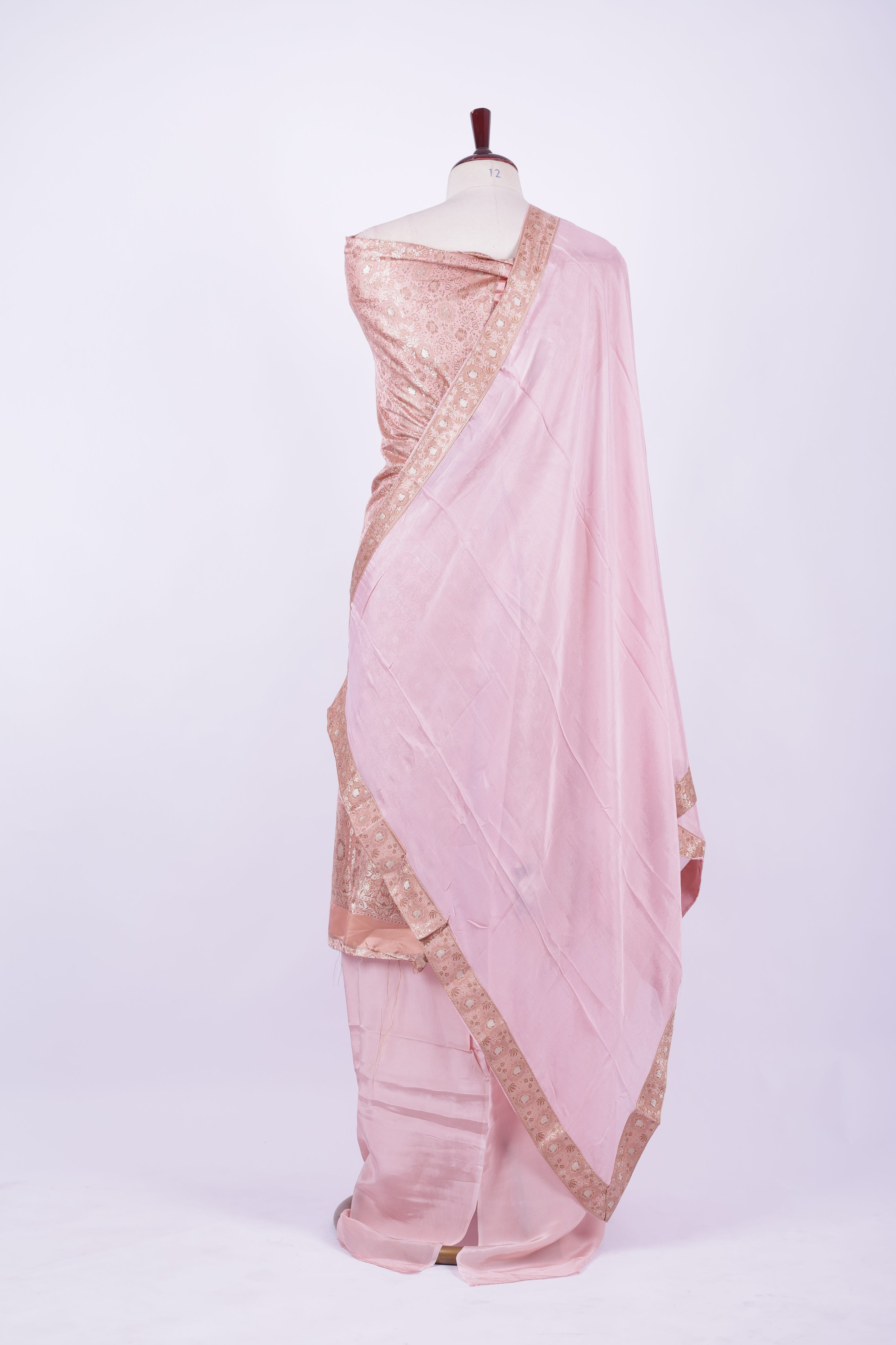 Baby pink Banarasi silk suit set