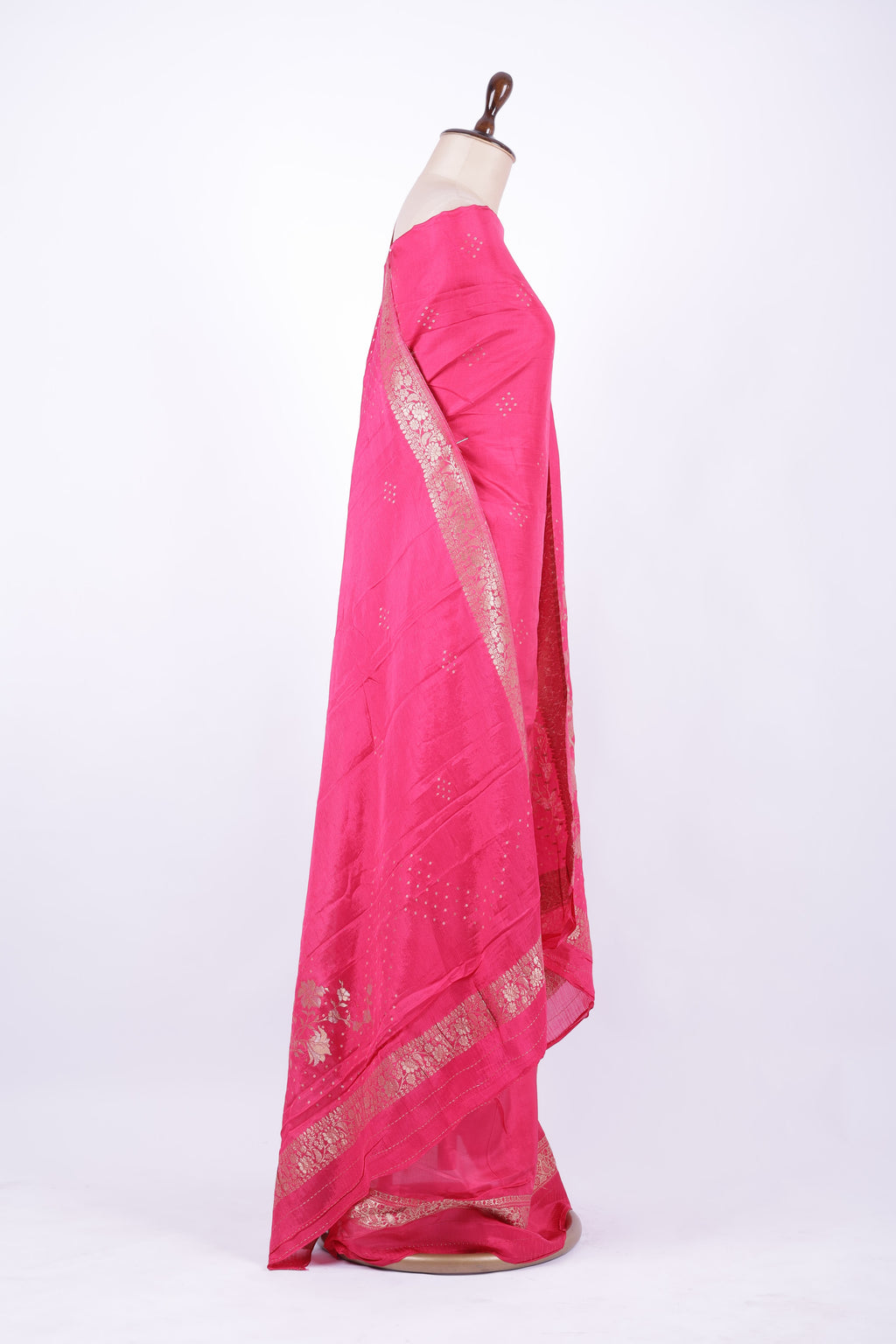 Hot pink Banarasi silk saree