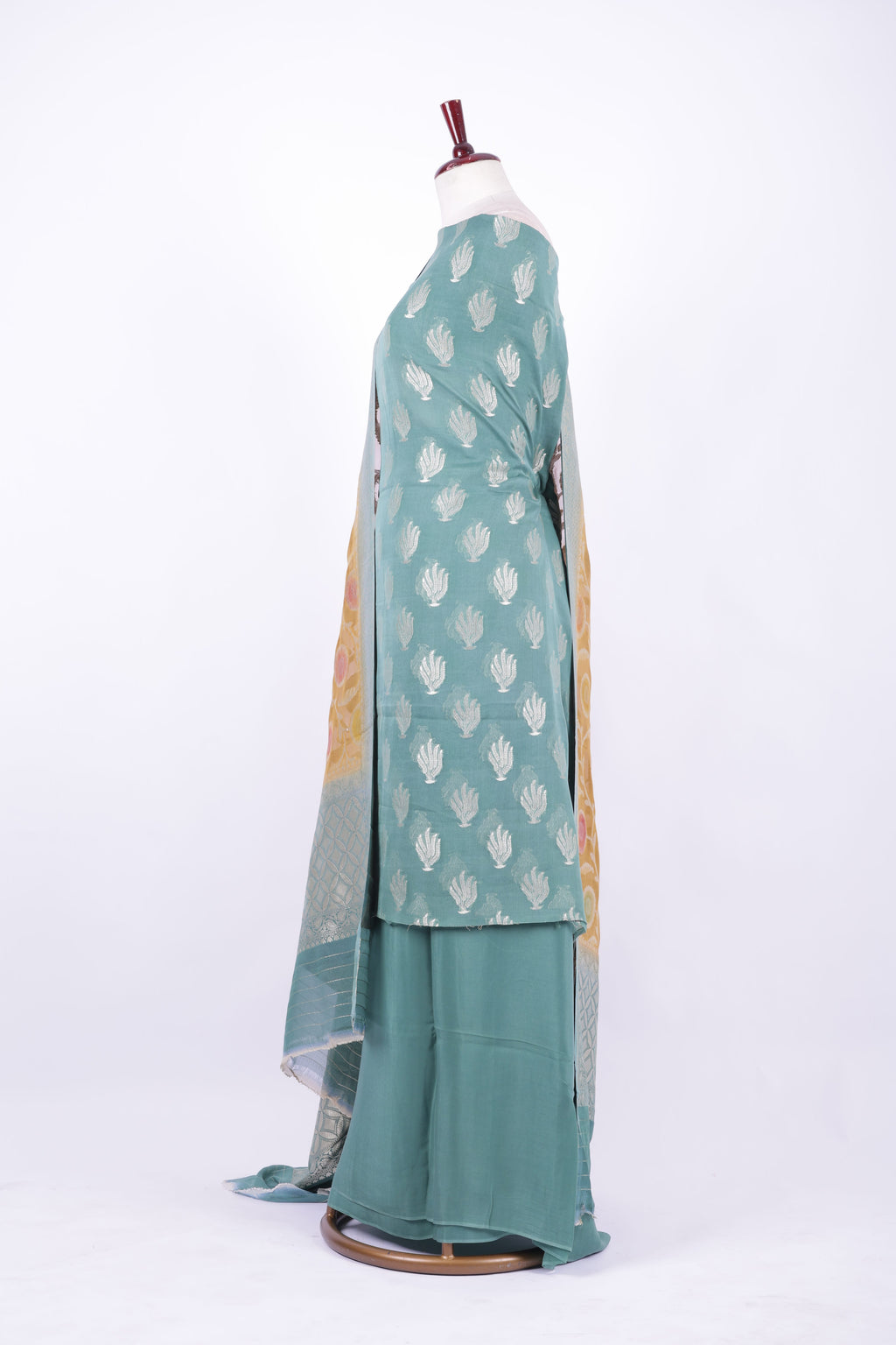 Sea green Banarasi silk suit set