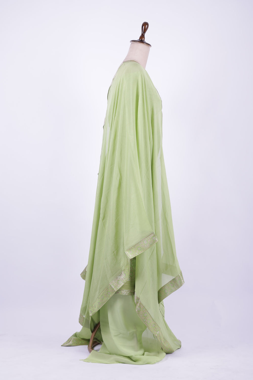 Pistachio green Banarasi silk suit set