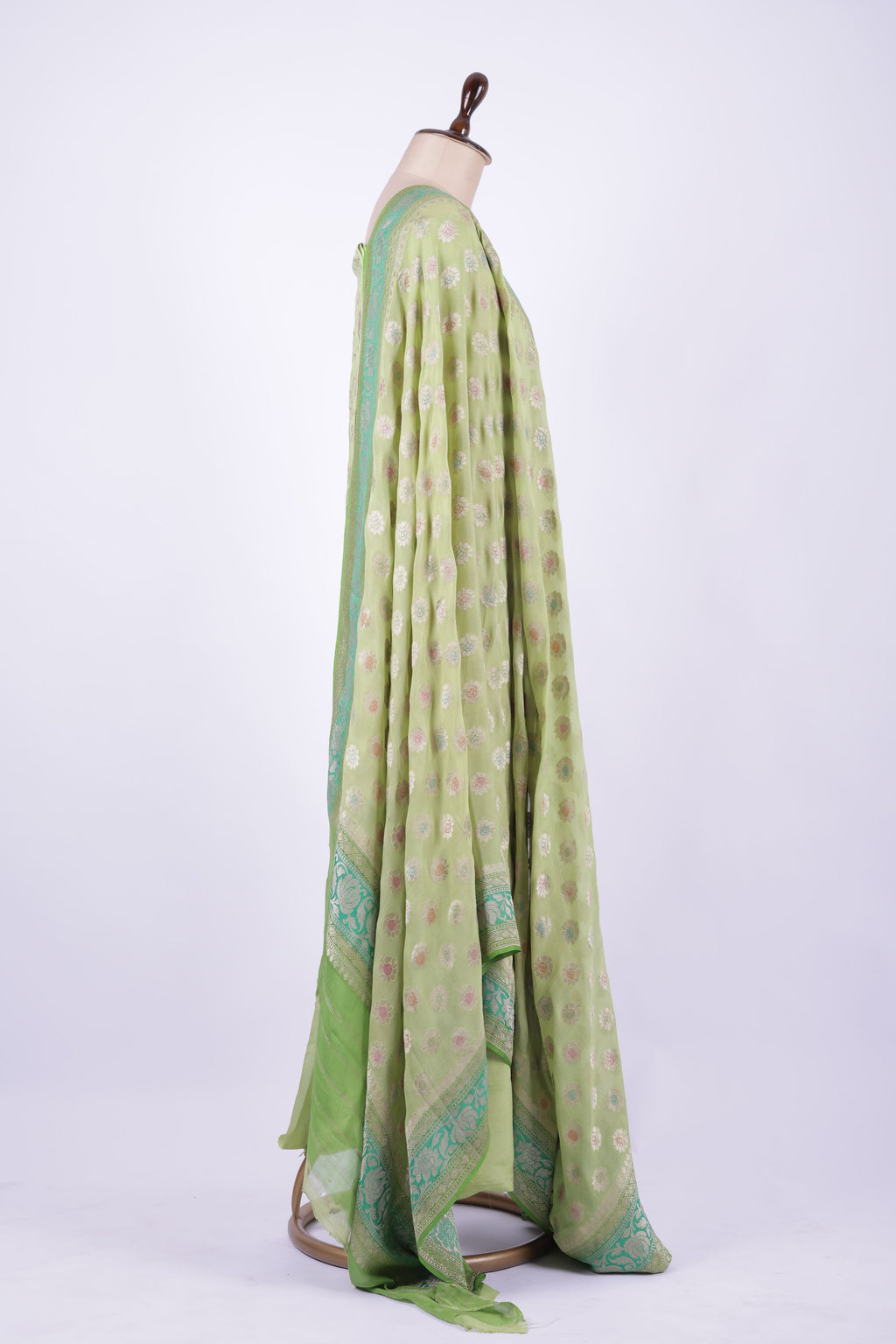 Pastel green Banarasi silk suit set